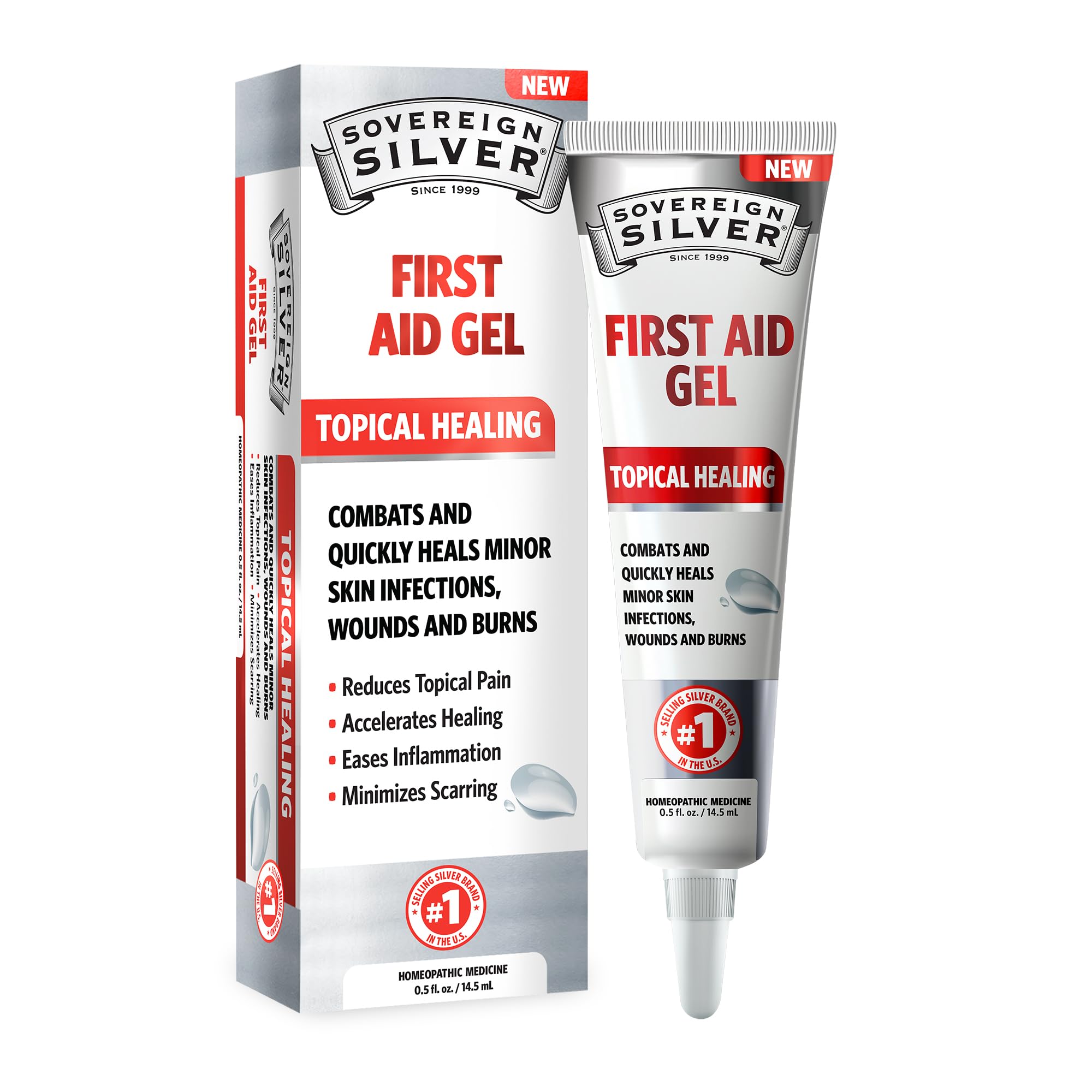 Sovereign Silver First Aid Gel - Homepathic Wound Care Support Topical Skin Ointment for Burns Scabs Scars Cuts