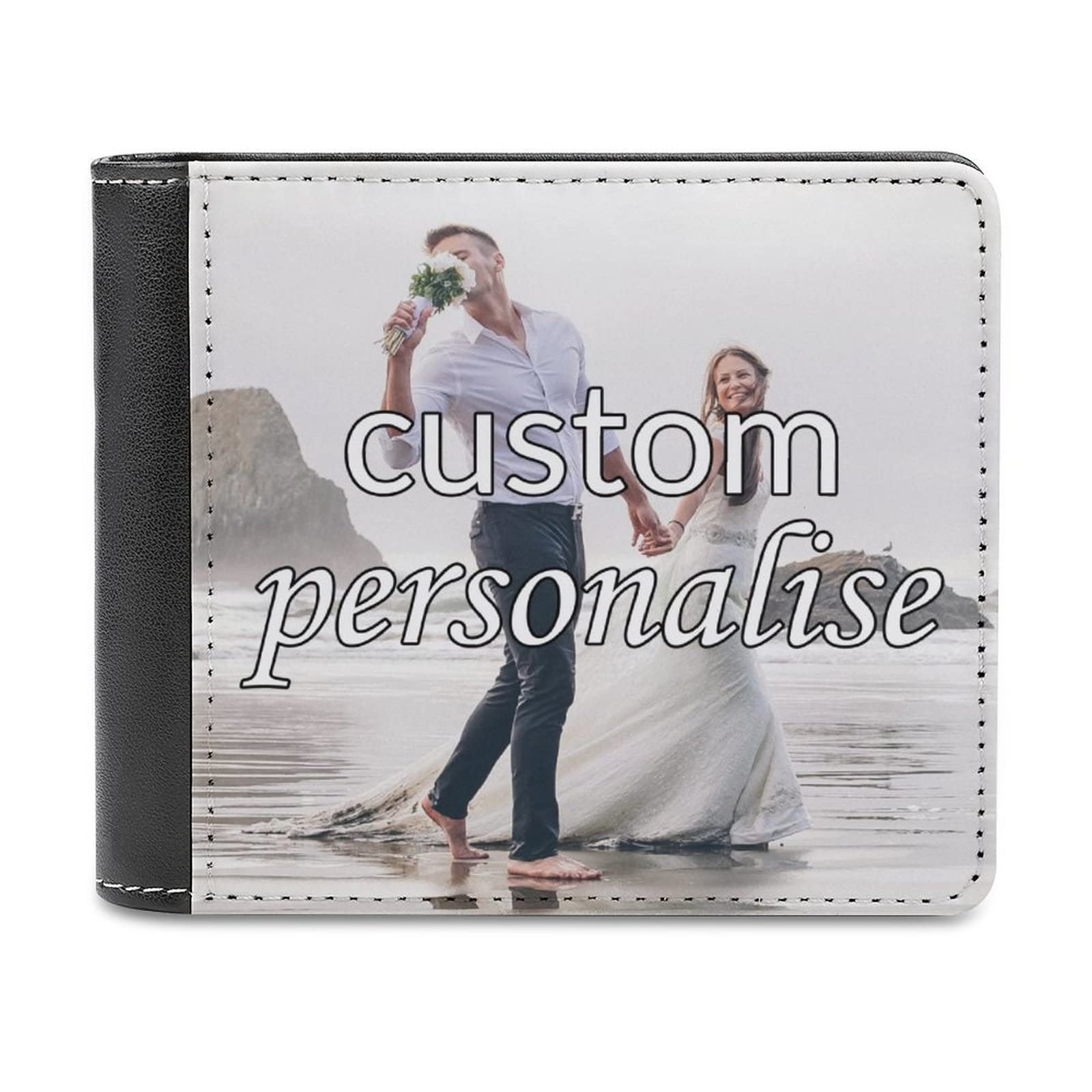 Personalized Leather Wallets For Men - Custom Photo Birthdays Day Gift Ideas, Unique For Husband, Boyfriend, Dad, Son, Father's Day Single Sided Print