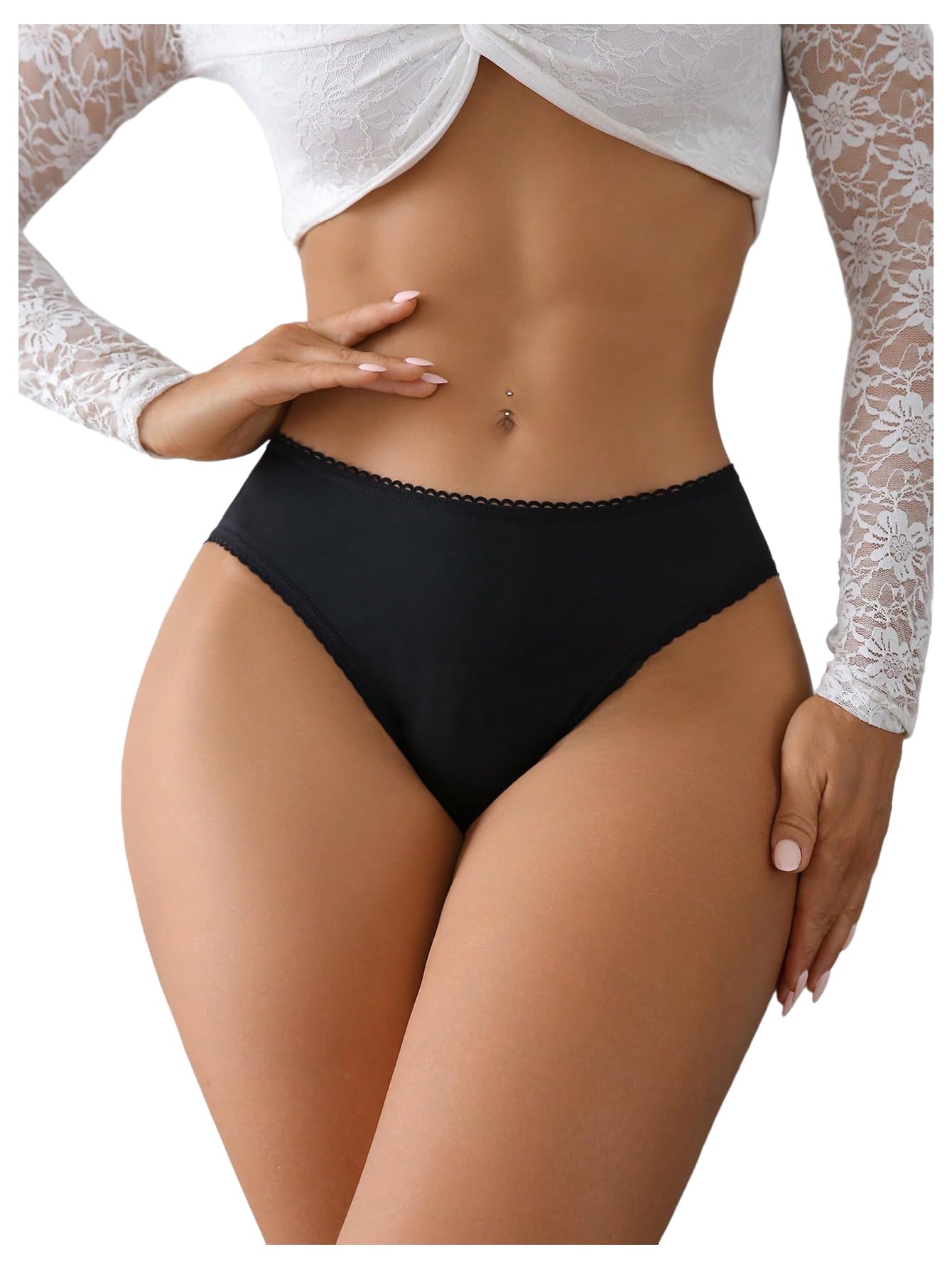 OYOANGLE Women's Sheer Mesh Underwear Sexy Lace Panties Bow Low Rise Brief Breathable Underwear