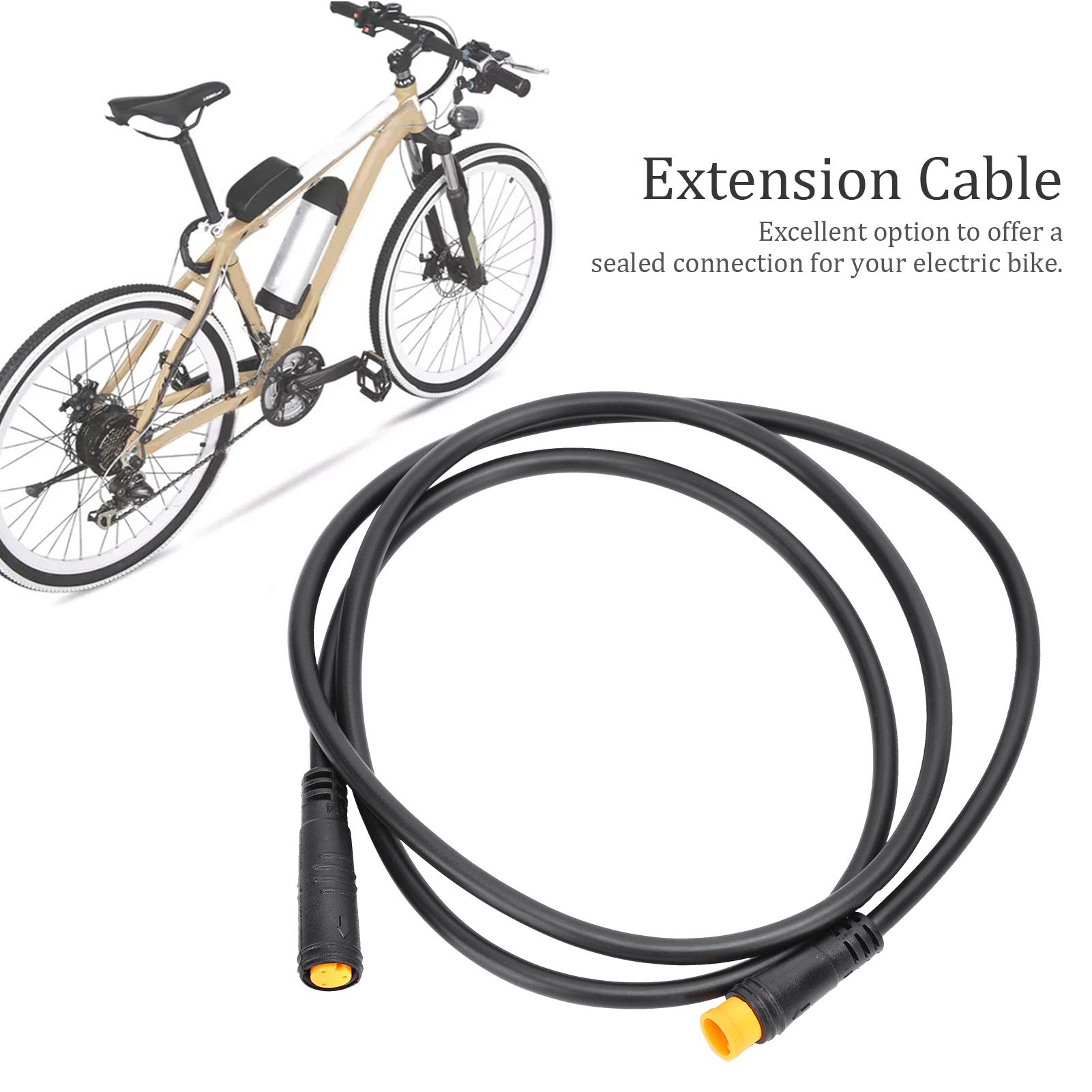 Gavigain 34.3in Electric Bicycle Cable Connector, Waterproof 3pin Connector Conversion Adapter Cable Accessory for Electric Bicycle (Male-Female)