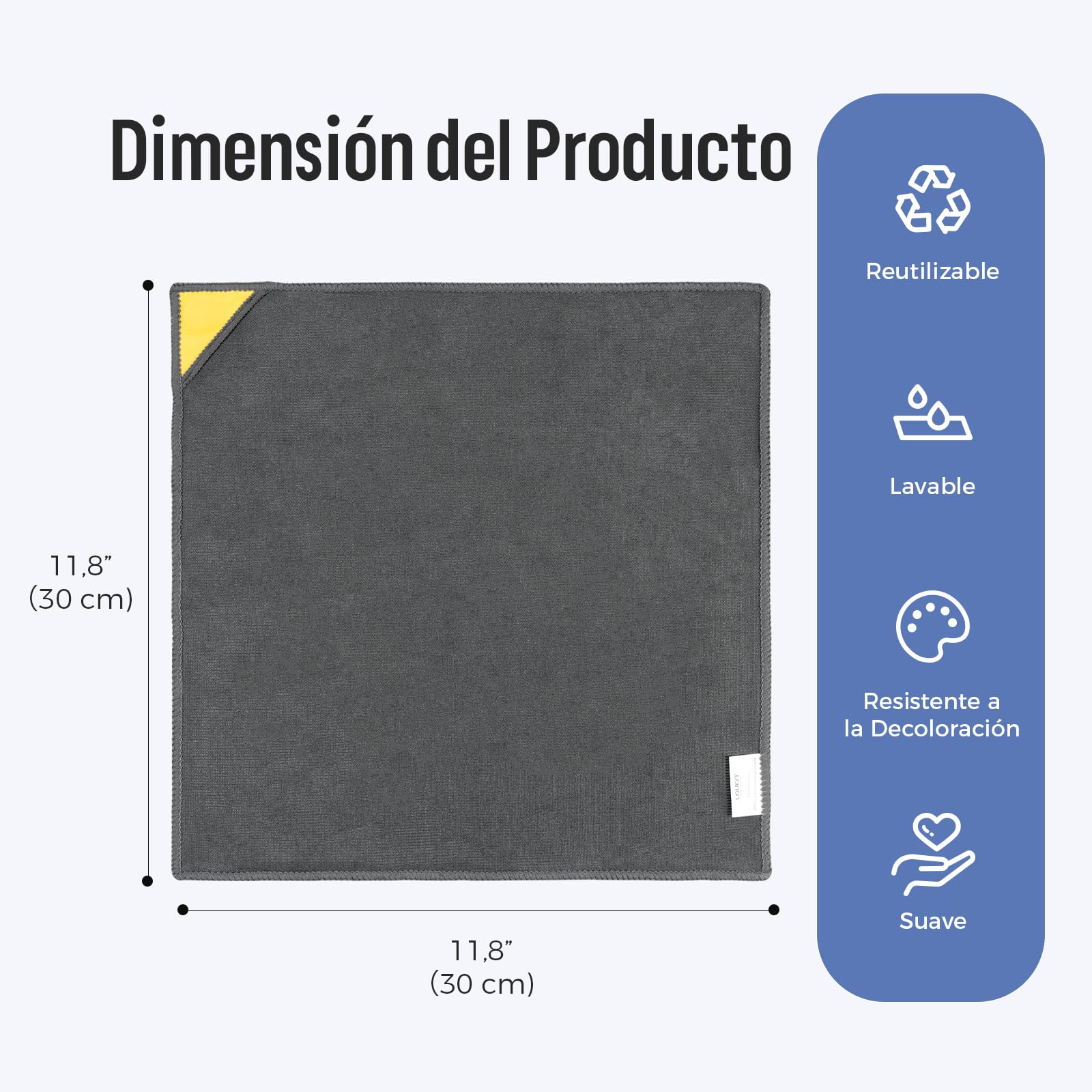 loukin 4 Piezas Paños Magnéticos para Limpieza de Pizarra Blanca, Reutilizables y Lavables, 30 × 30 cm, Gris, para Aula, Hogar y Oficina, Incluye 1 × 100 ml Limpiador de Pizarra Blanca