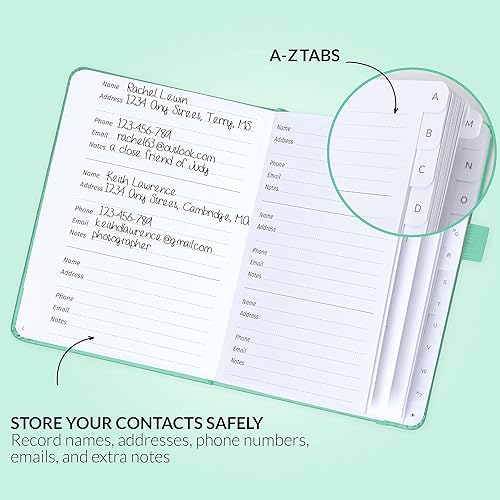 Miniatura 10 de GoGirl Libreta de direcciones - Teléfono y libreta de direcciones con pestañas alfabéticas para almacenar contactos de forma segura, tapa dura de