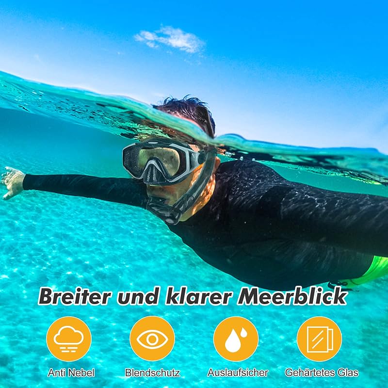 KUYOU Snorkel szett felnőtt búvármaszk teljes száraz rendszer uniszex, S/M EU ( 36-40)
