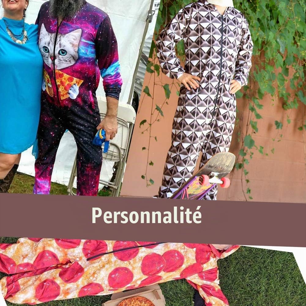 Morbuy Unisexe Jumpsuit Homme Sweat à Capuche, Family Costume 3D Imprimé Manche Longues Sweatshirt Adult Zip Onesie Une Pièce Vêtement de Nuit Pyjama