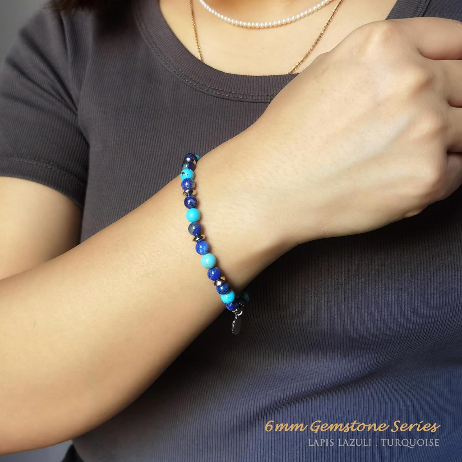 Morchic 6mm Natural Gemstone/Stainless Steel Elastic Bracelet for Women, Genuine Energy Crystal, Birthday Gift - Image 3