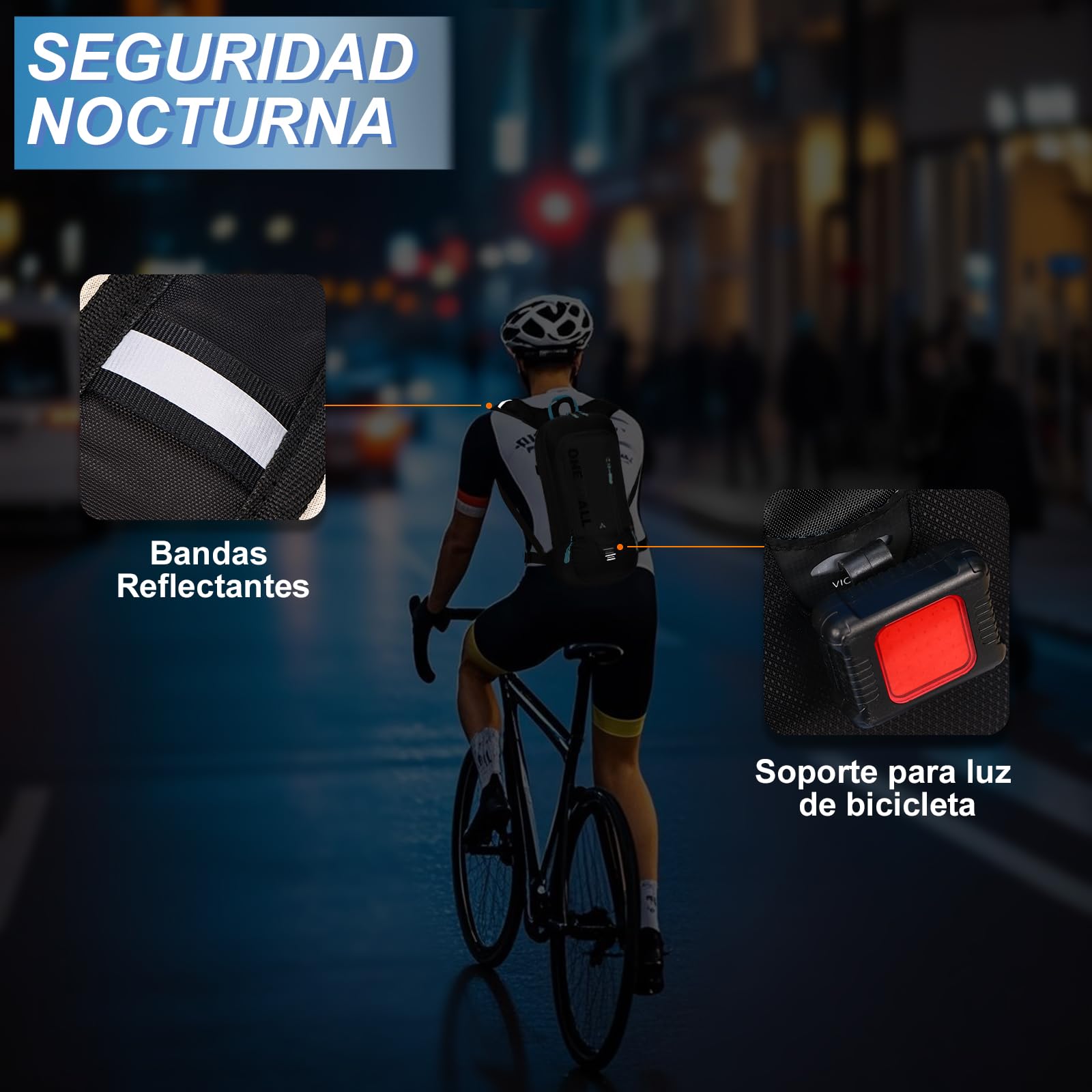 LOCAL LION Mochila Ciclismo 6L, Mochila MTB Ligera, Mochila Bicicleta Montaña Pequeña con Funda Impermeable para MTB|Bici|Enduro|Running|Moto|Ski|Esqui para Hombre y Mujer