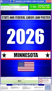 2026 Minnesota (MN) State Labor Law Poster - State, Federal and OSHA Compliant Laminated Poster - Ideal for Posting in The Workplace