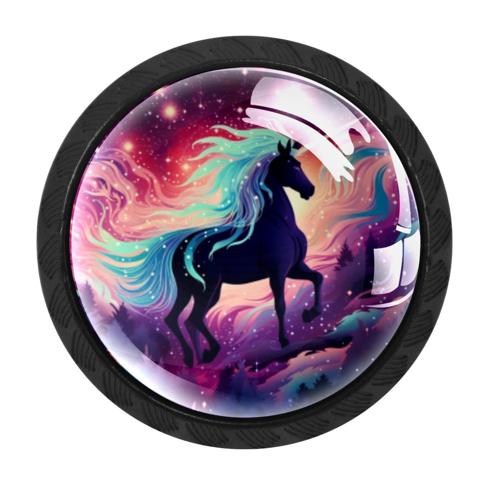 Chenzzzz Multicolored 07 4 Pieces Starry Unicorn Kitchen Cabinet Knobs Drawer Knobs Dresser Knobs Black Knobs Drawer Pulls Dresser Drawer Handles Knobs For Dresser Drawers