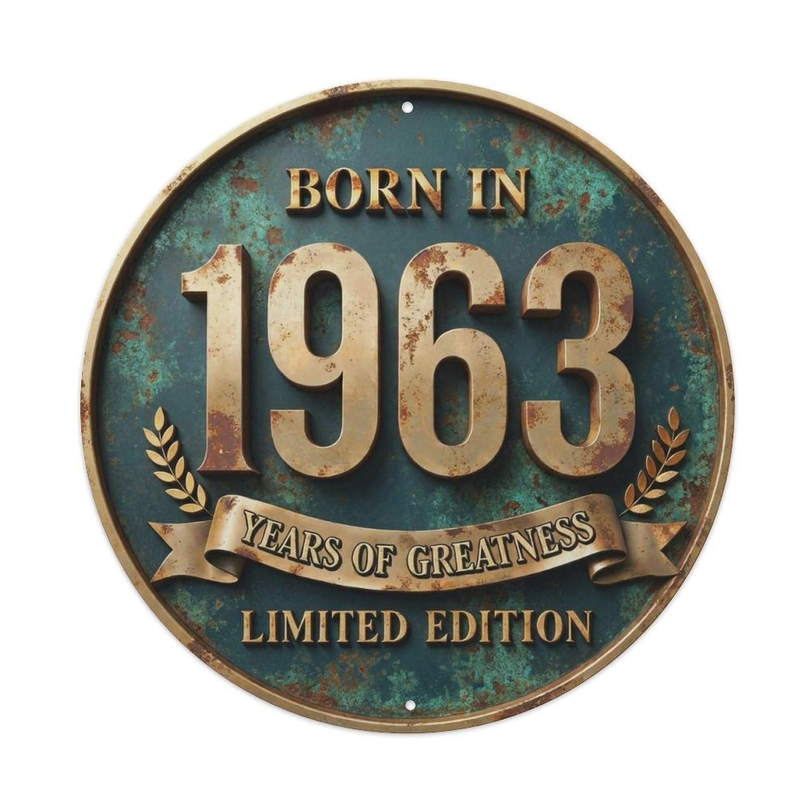 Okahys 8X8inch(20X20cm) Born In 1963 Years Of Greatness Year-Themed Birthday Gift Metal Tin Sign