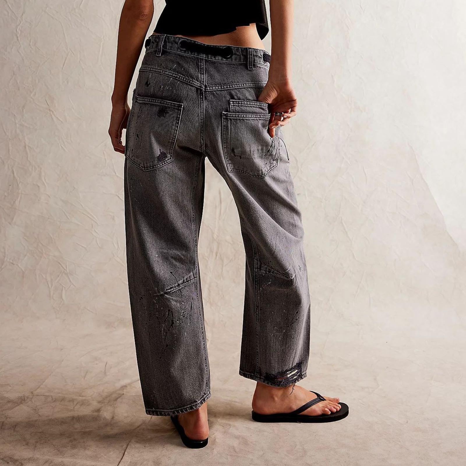 Generisch Damskie dżinsy, krótkie dżinsy skinny, wysoki stan, baggy, prosta długość, 28 grubych igieł do maszyny do szycia, nadają się do noszenia w czasie wolnym i do domu