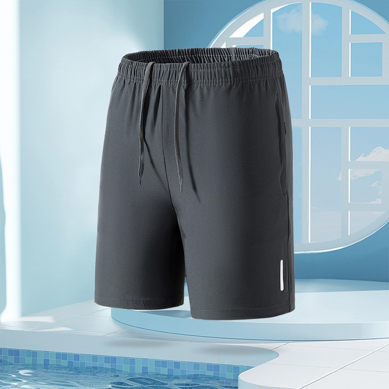 Lot de 3 shorts de sport pour homme à séchage rapide avec poches, bandes réfléchissantes de sécurité, short de course respirant avec cordon de serrage et taille élastique