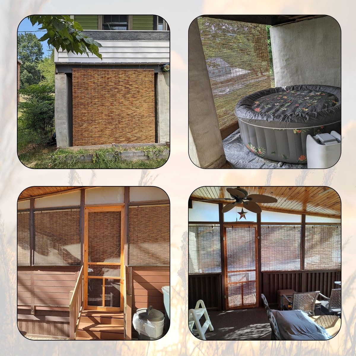 Stores enroulables en bambou naturel pour extérieur, porche, terrasse et intérieur, sans fil, rideaux romains en bambou de 40 à 160 cm (130 x 250 cm)