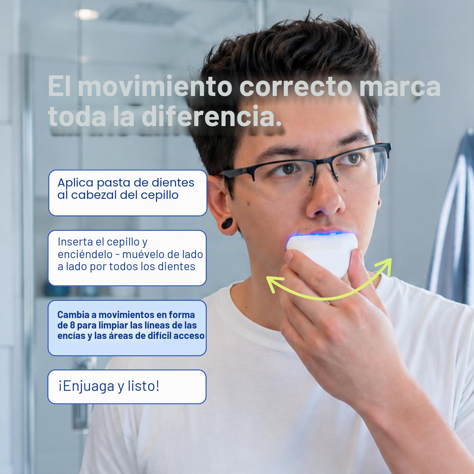 Autobrush Sonic Pro Cepillo de dientes eléctrico – Solo cepillo en forma de U aceptado por ADA, clínicamente probado hasta 5.1 veces mejor limpieza, boca completa 360 grados, recargable, impermeable