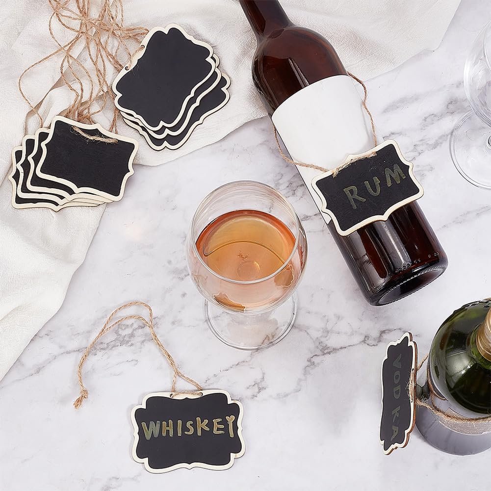 10pcs Blackboard Slate Decanter Tag 2 Styles Mini Wooden Signs
