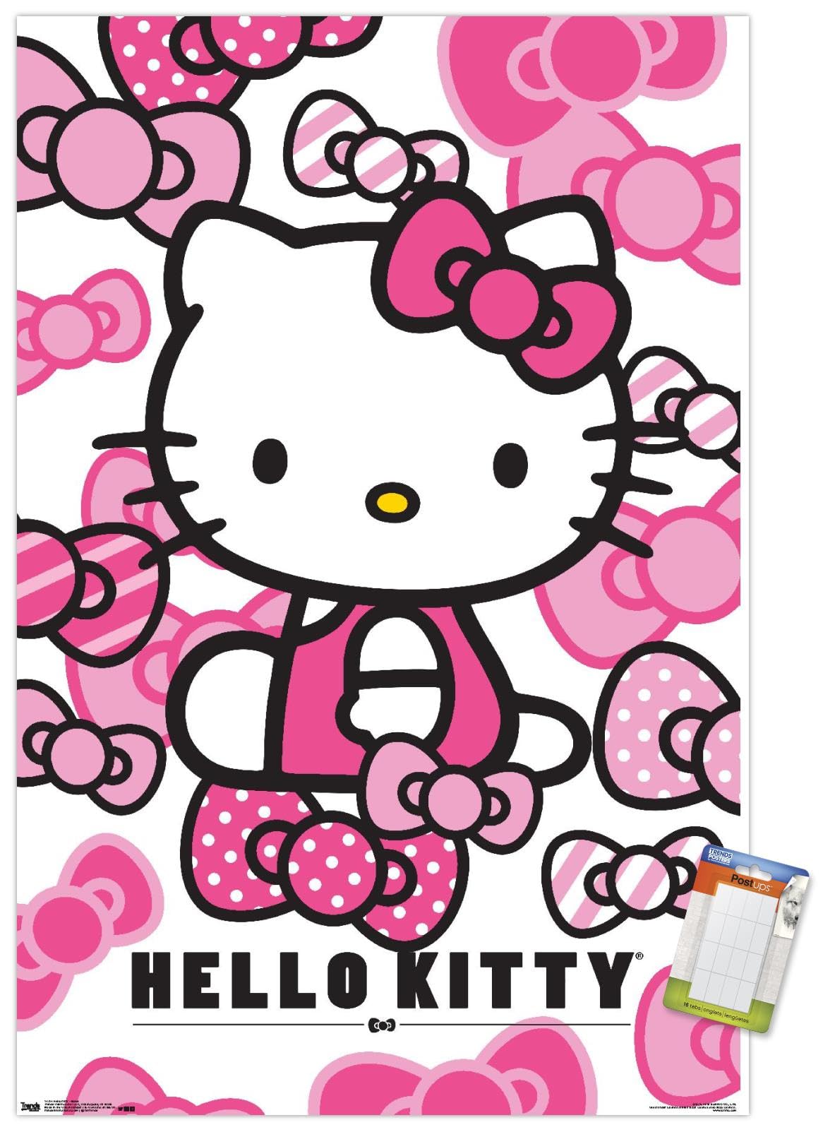Trends International Hello Kitty - Bows Wall Poster, 14.725" x 22.375", Premium Poster & Mount Bundle