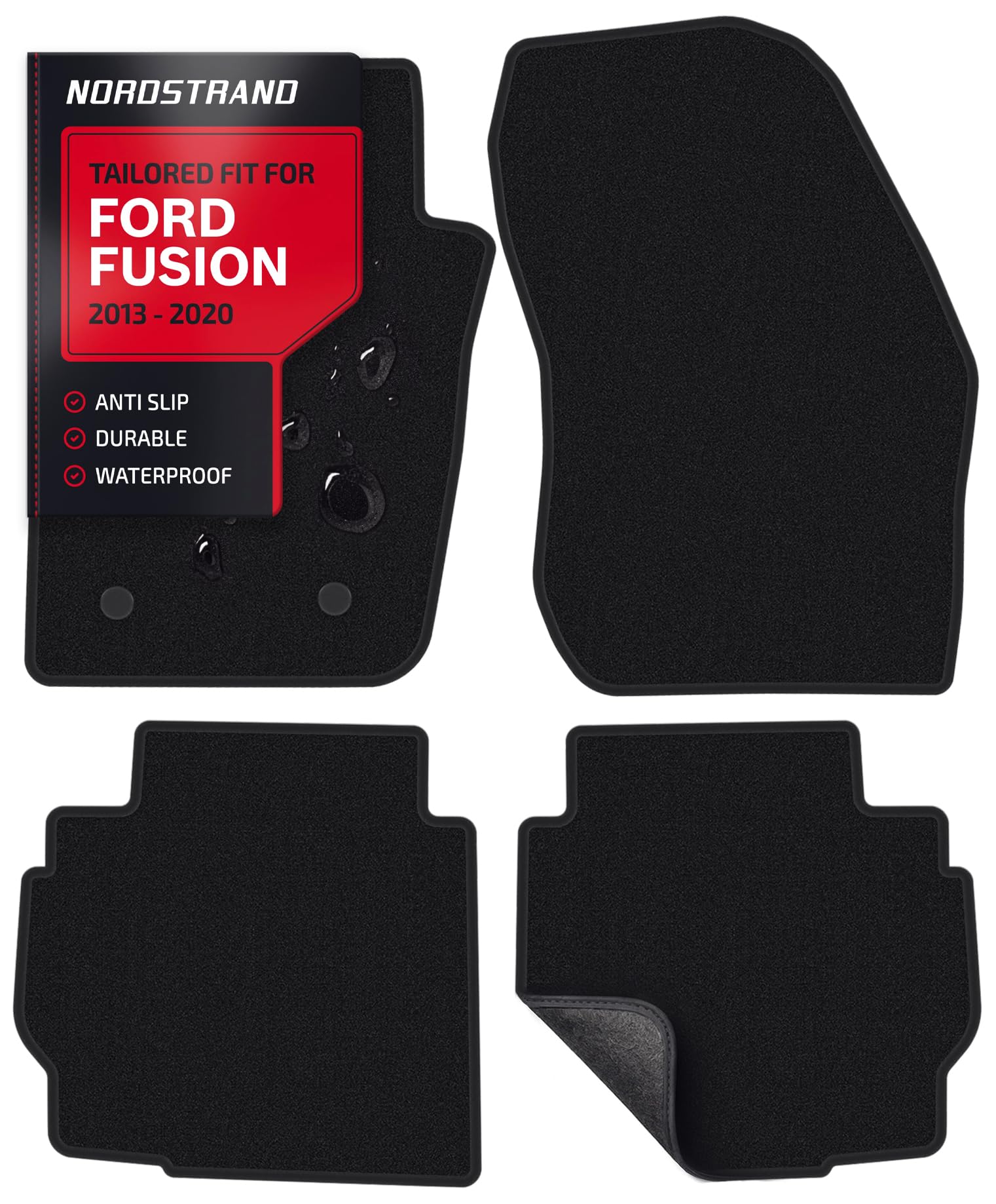 Floor Mats for Ford Fusion 2013-2020 - Custom 3D Fit Mats for Ford Fusion 2nd Generation - 1st & 2nd Row - Anti-Slip Backing - 22oz Heavy Duty Carpet Mat - Set of 4 All Weather Car Liner Floormats