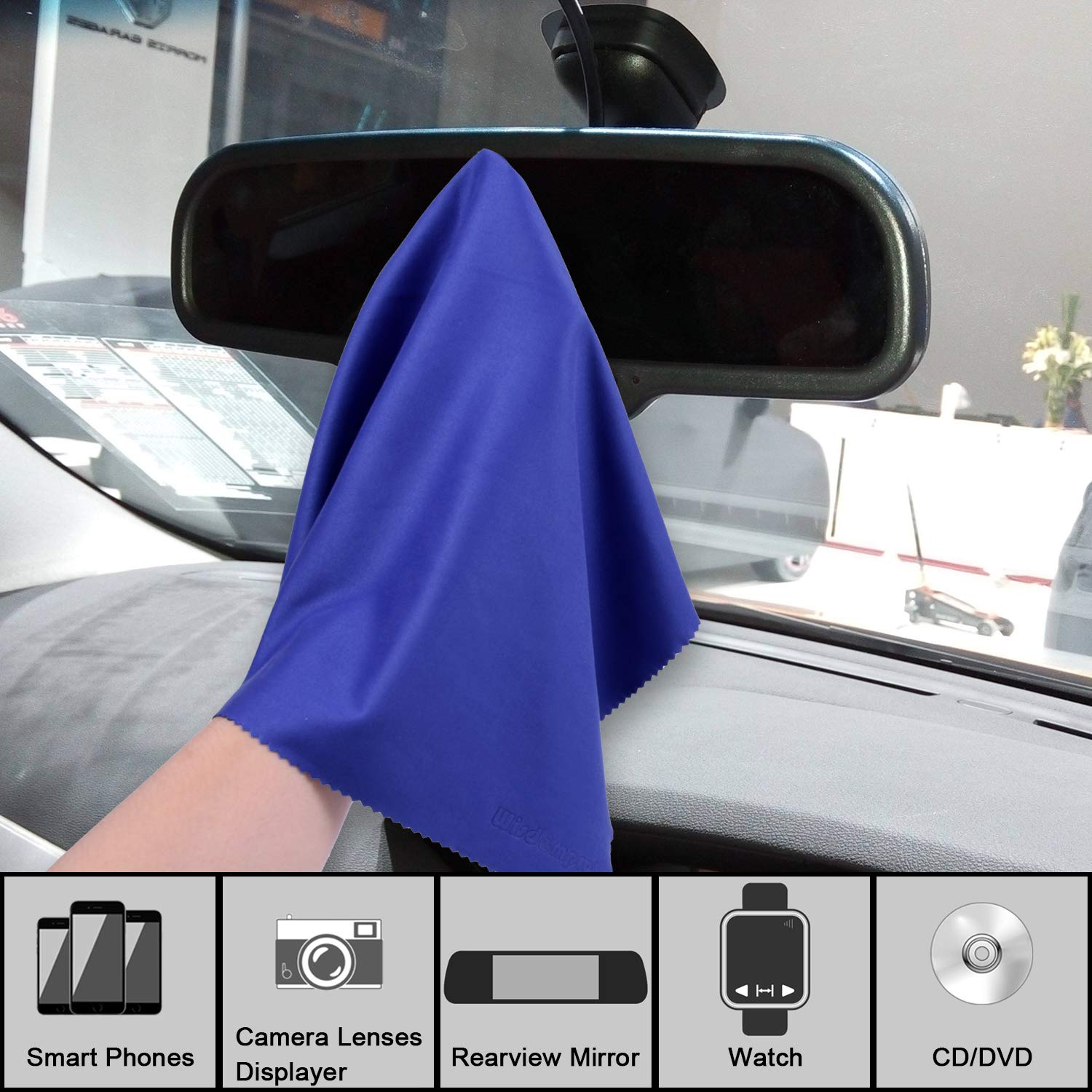 Wisdompro Panni In Microfibra 4 Pezzi 40,6 X 40,6 Cm Per La Pulizia Di Fotocamera Con Lente Ottica, Vetro, Schermi E Occhiali (16X16 Pollici Blu)
