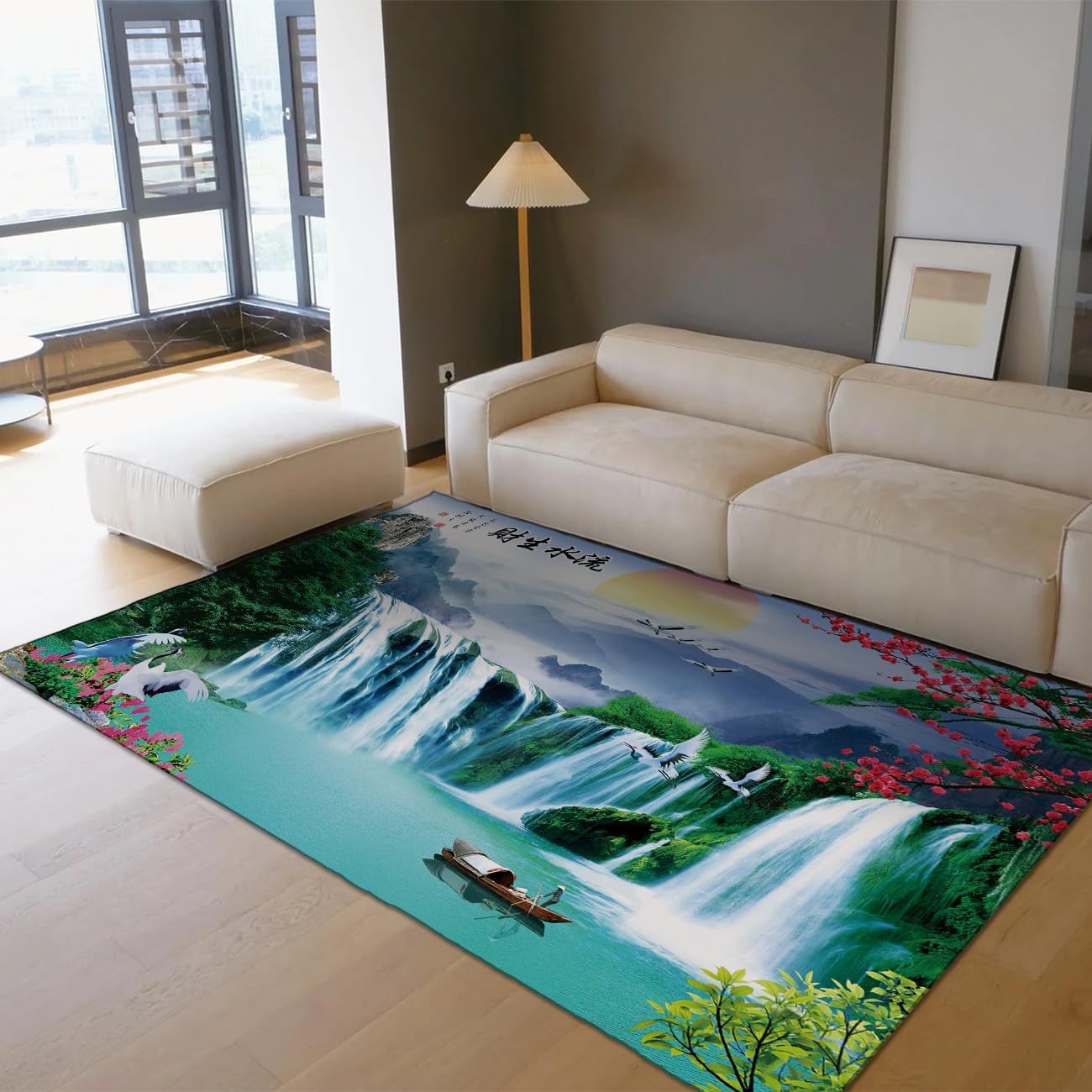Tapis de salon vintage paillasson intérieur doux lavable 100x150