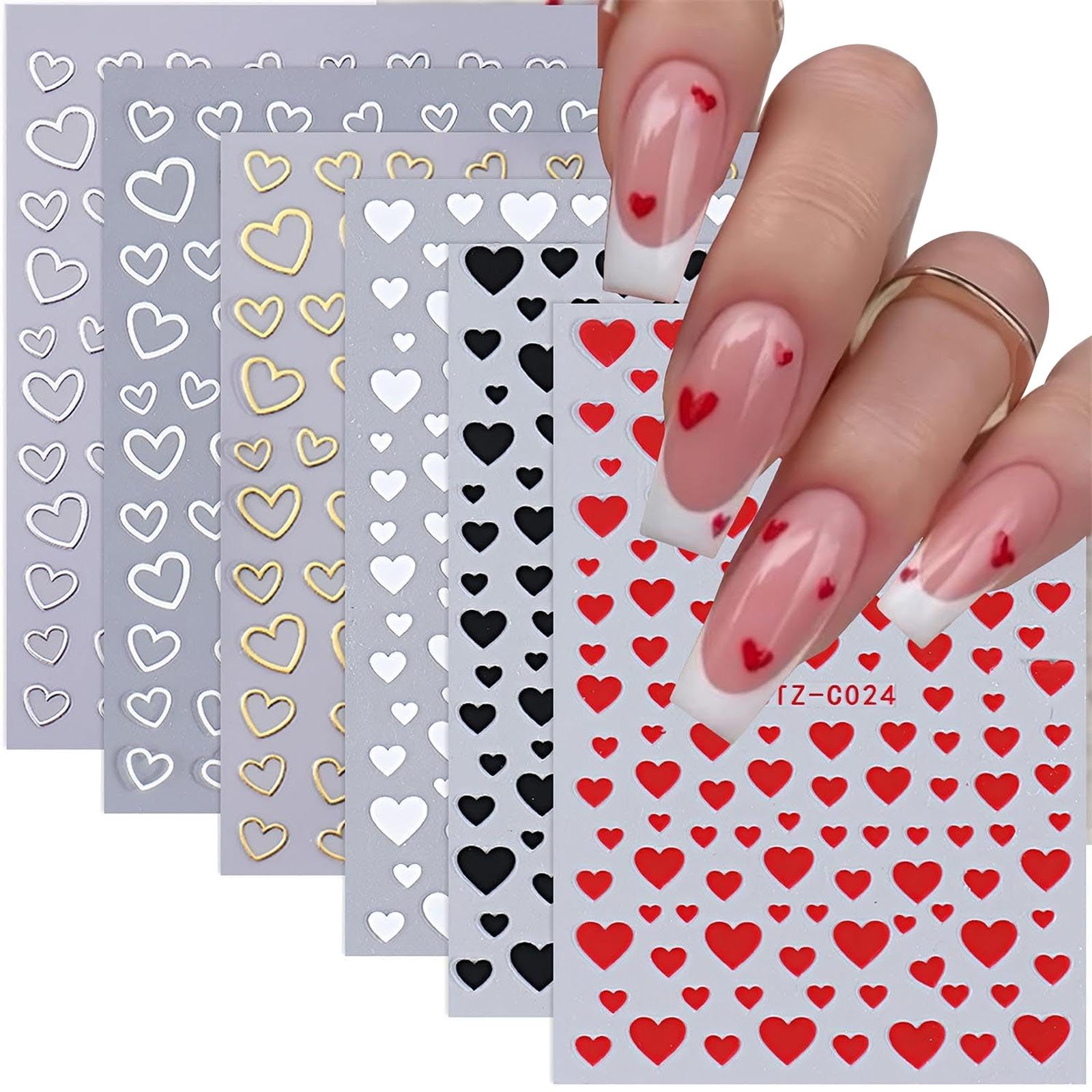 Nails Art Stickers Adhesive Red Heart Nails Decals Supplies Art Designs Decoration Accessories Valentine ' s Day Decals