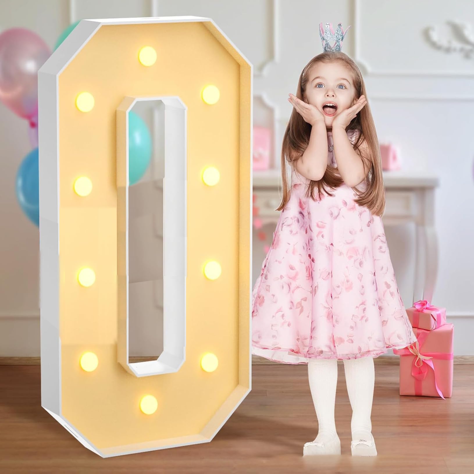 TTiiLoe Wedding Marquee Light Up Number 0, LED Numbers Light for Birthday Decor Marquee Numbers Pre-Cut Frame Mosaic Numbers for Anniversary Party DIY Deco, 100cm/3FT