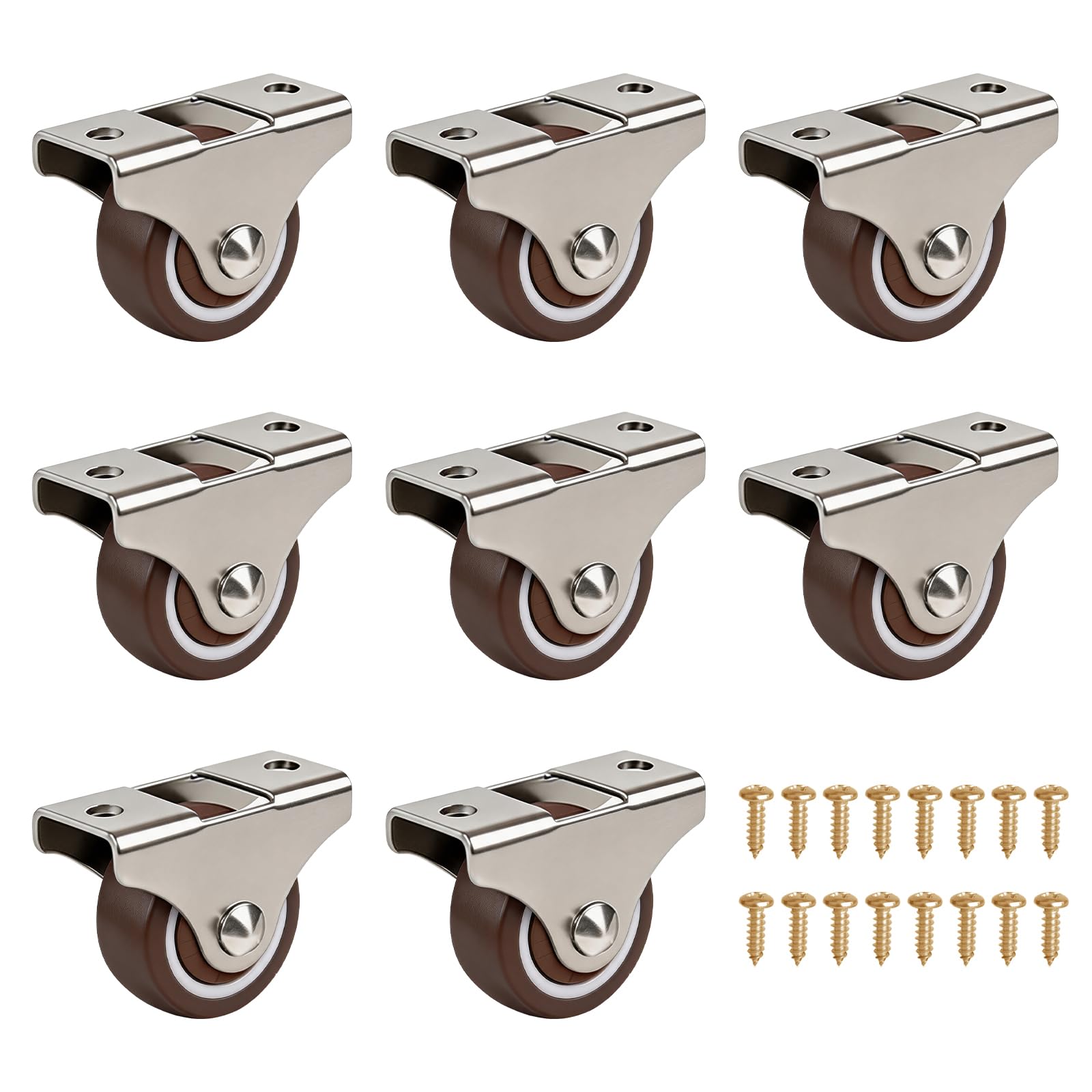 Icetop Silent Castor Wheels, 8PCS Fixed Castor Wheels Traceless Rollers with Dustproof Covers for Furniture Trash Can Drawer Bookcase Workbench