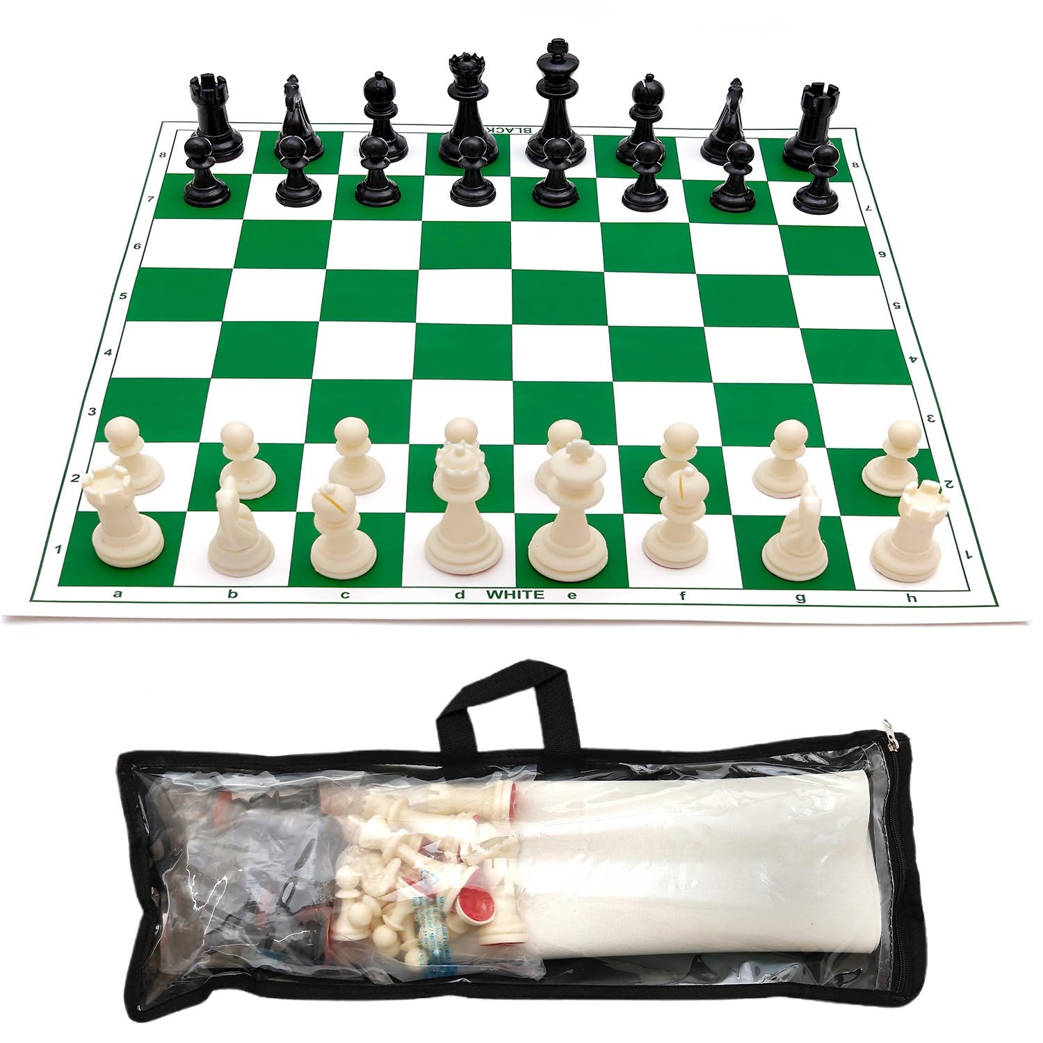 17'' x 17'' Vinyl Foldable Chess Game with Solid Plastic Pieces -