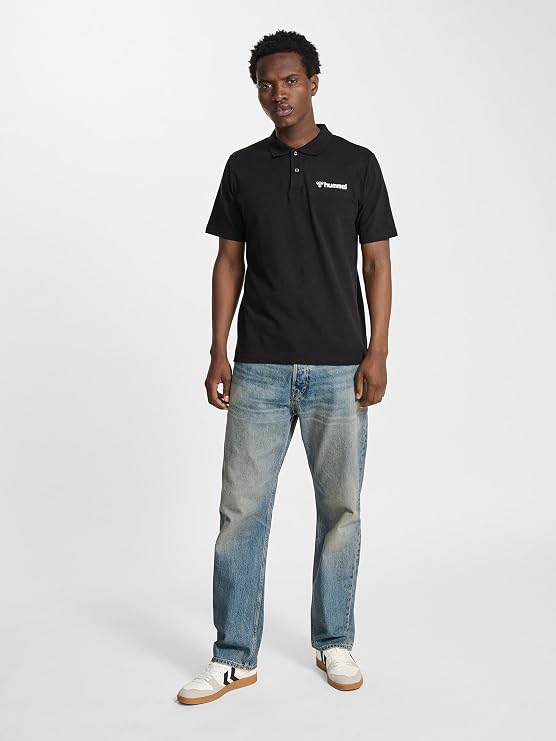 hummel Mover Men's Short Sleeve Polo Shirt - Classic Polo Shirt - Polo Shirt for Sports and Everyday Use - with Logo and Flat Knit Collar - Made of Pique Fabric (Cotton/Polyester) - Regular Fit