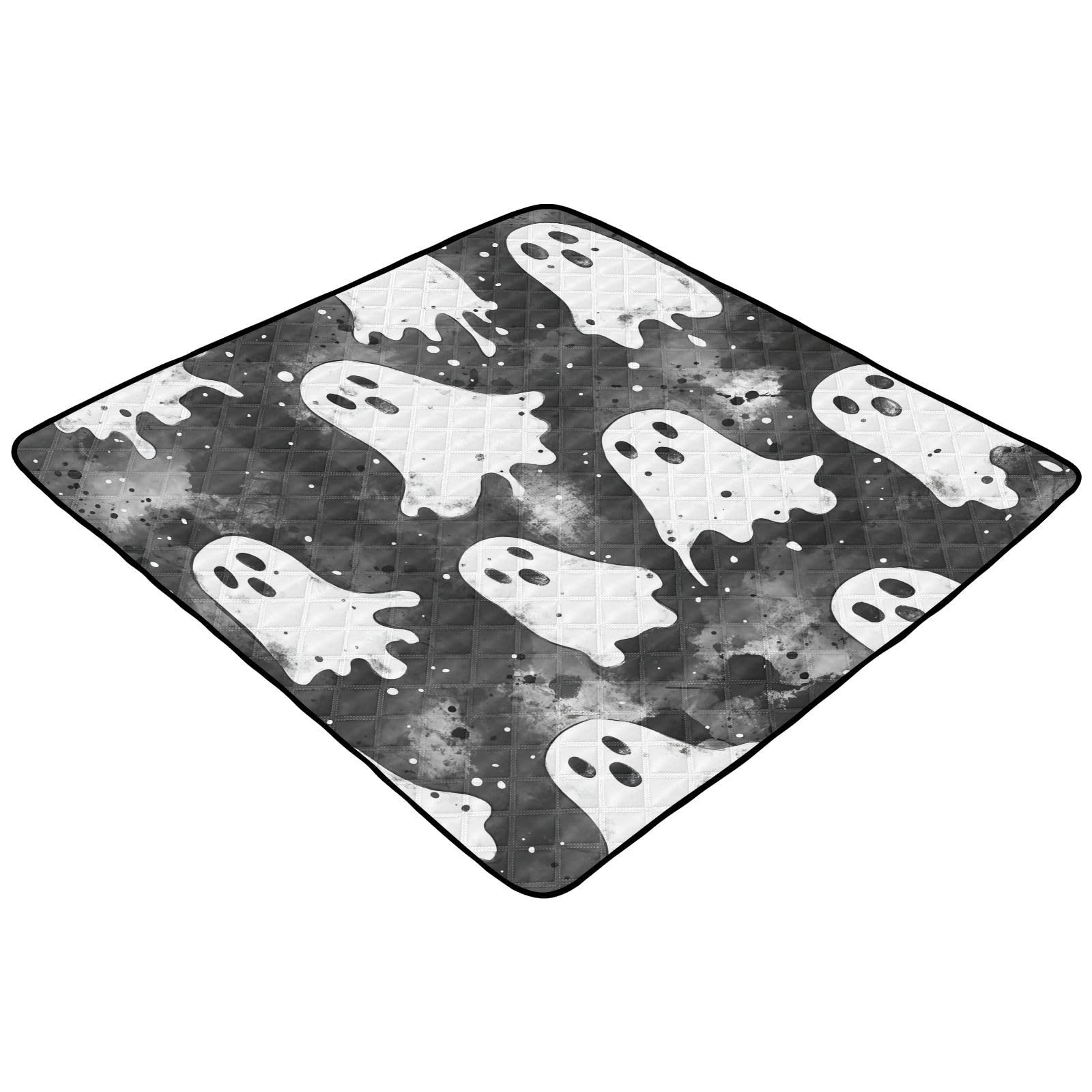 BOESI Watercolor Ghost Baby Play Mat, 50“ X 50” Washable Folding Crawling Mat, Baby Floor Mat, Soft, Non-Slip