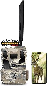 Browning Trail Cameras Defender Pro Scout Max HD 24MP Dual SIM Cellular Trail Camera - Ultra High Gain Antenna, Smart Infrared Video, 100' Detection Range & Smartphone App Compatibility (OVIX Camo) asin的图片