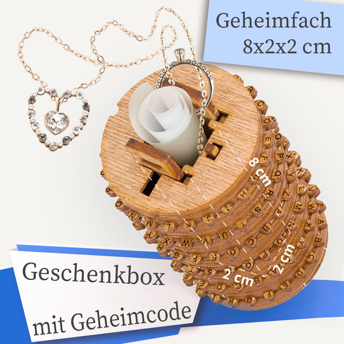 iDventure Kryptos - Bausatz aus Holz - 3D Puzzle - Cryptex Denkspiel - Knobelspiel - Geduldspiel - Logikspiel 3D Holzpuzzle Geschenkverpackung Questbox Valentinstag