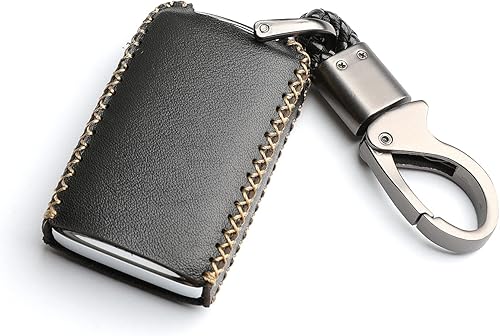 Miniatura 5 de Cuero para Mazda 3 Hatchback CX-5 CX-30 CX-9 Remote Smart 4 Botones Key Case Holder Cover Fob Chain (negro)