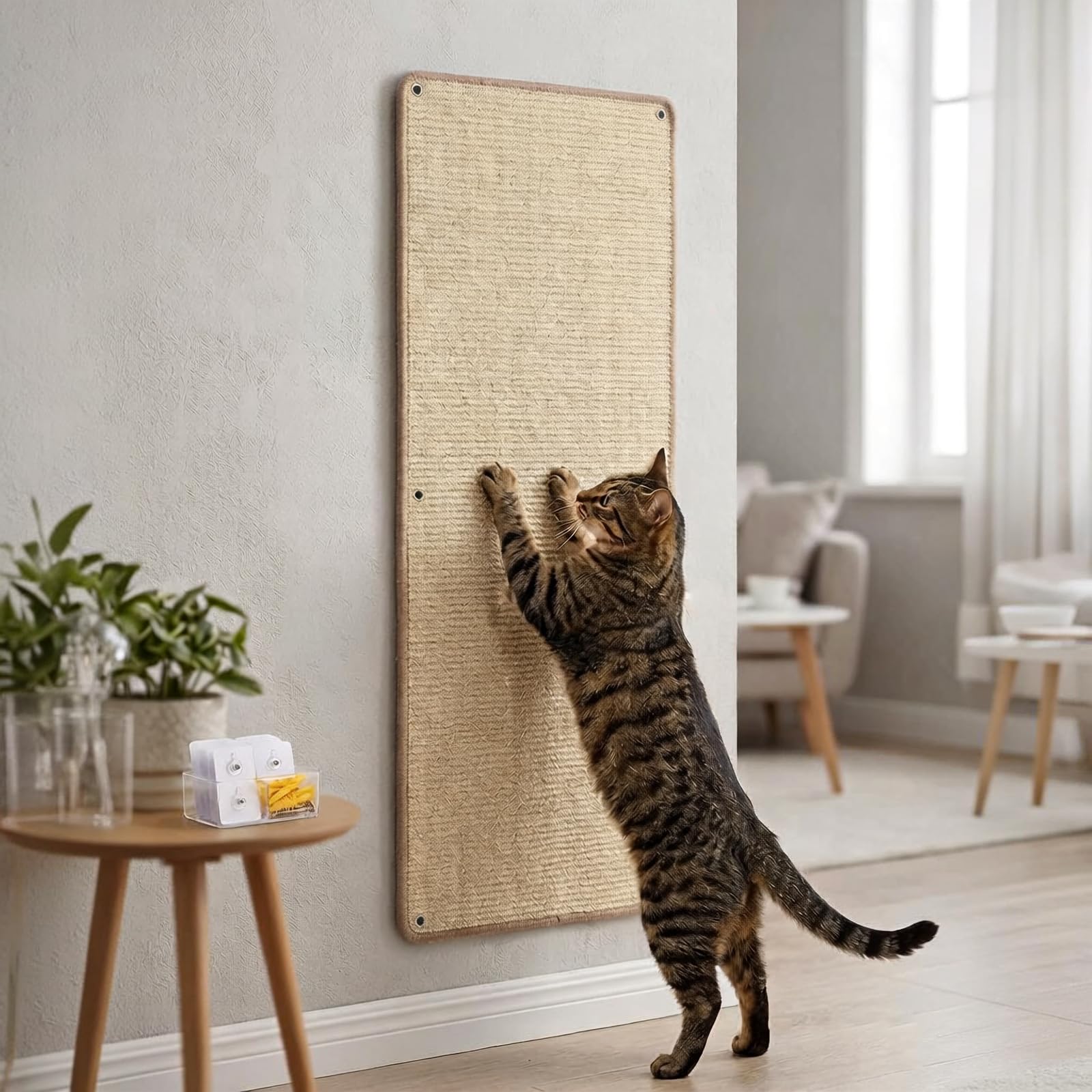 Kratzmatte Katze 40x100 cm Kratzbretter Natürliche Sisal Kratzmatte Katzenkratzmatte Kratzschutz für Sofa Möbel & Wand - 1 Stück