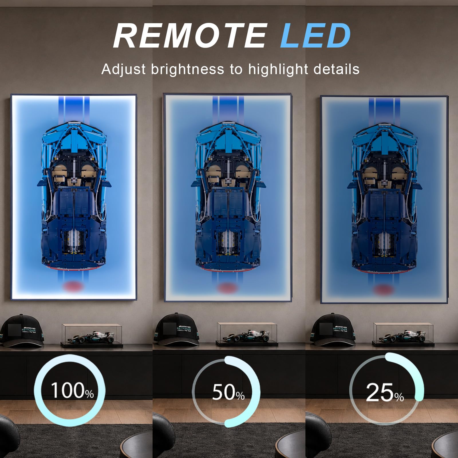 Display Wallboard with Led Light for Lego Technic 42083 Bugatti Chiron | Display Wall Mount with Led Lights Home Decor Adult Collectibles Wall Mount Gift for Car Model CollectorsNo Car Includ product thumbnail 5