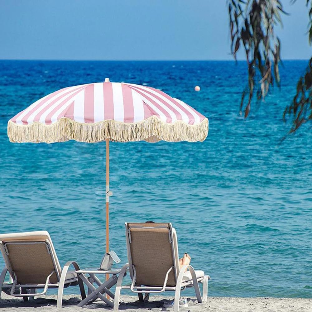 Parasol Strandparaplu 2,4 M Patio Marktparaplu Tuinparaplu Met Slinger Buitentafelparaplu Voor Gazon Achtertuin Terras Zwembad 8 Ribben Terracotta Xxshn