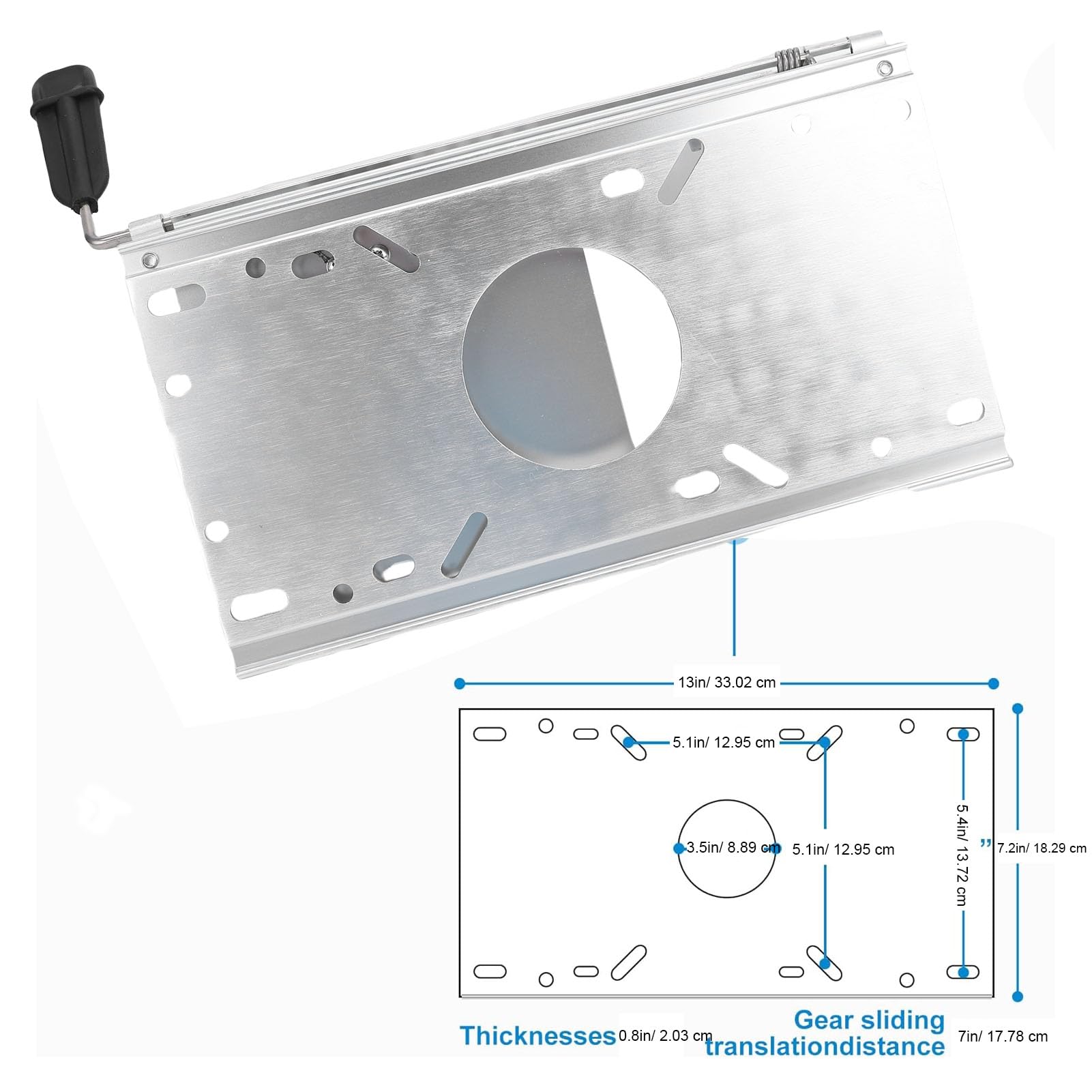 Rail Coulissant de Siège de Bateau, Support de Siège Marin en Alliage D'aluminium avec Trous Pré-percés pour Bases de Piédestal de 5,3 X 5,3 Pouces, Plage Coulissante Réglable