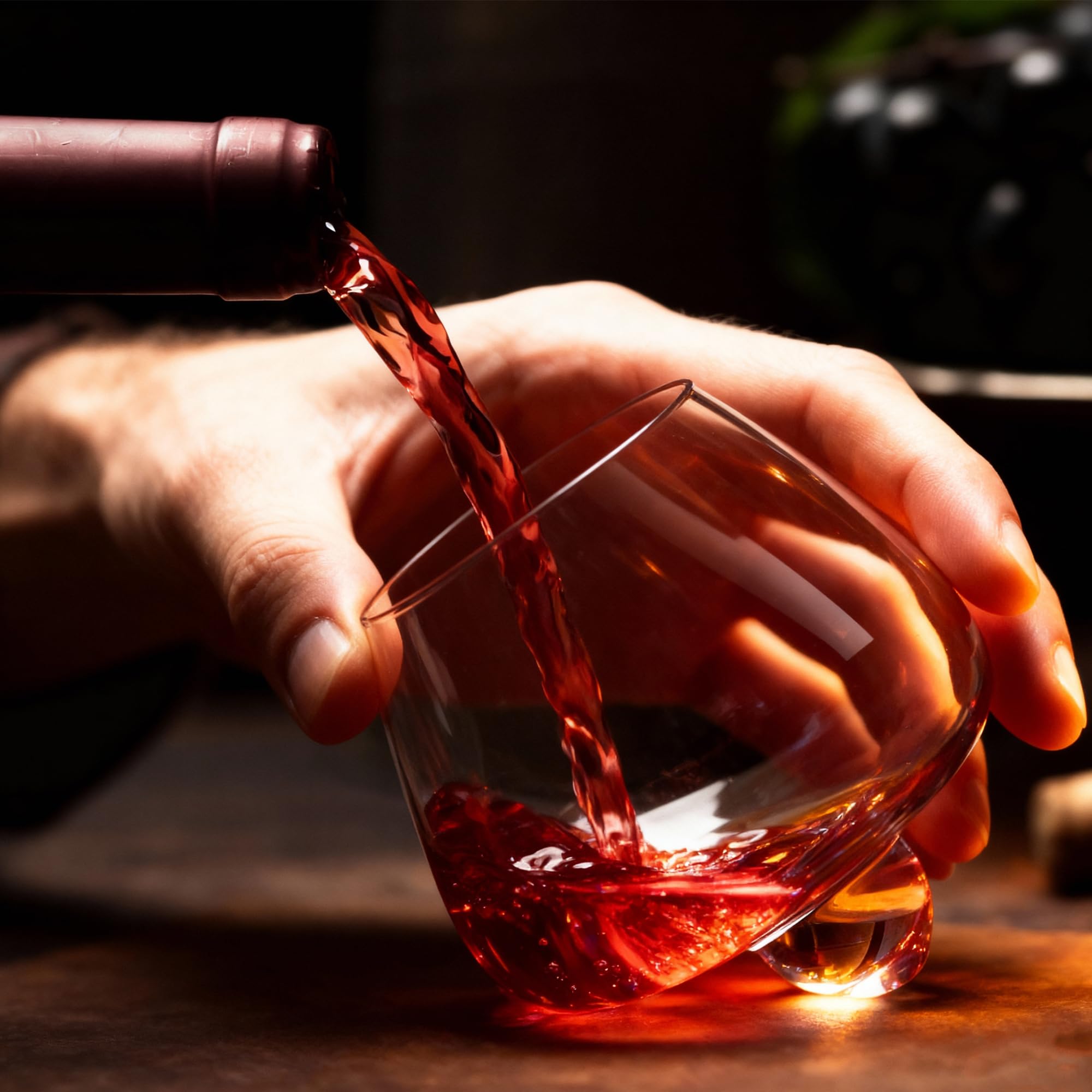 FAHIMEH Bicchieri Whisky Rum Cognac vino Cristallo Rotanti Senza Stelo Degustazione Vetro Inclinati Liquore brandy Cocktail Tumbler Grappa Bicchiere Personalizzato Regalo Set da 6pc 200ml