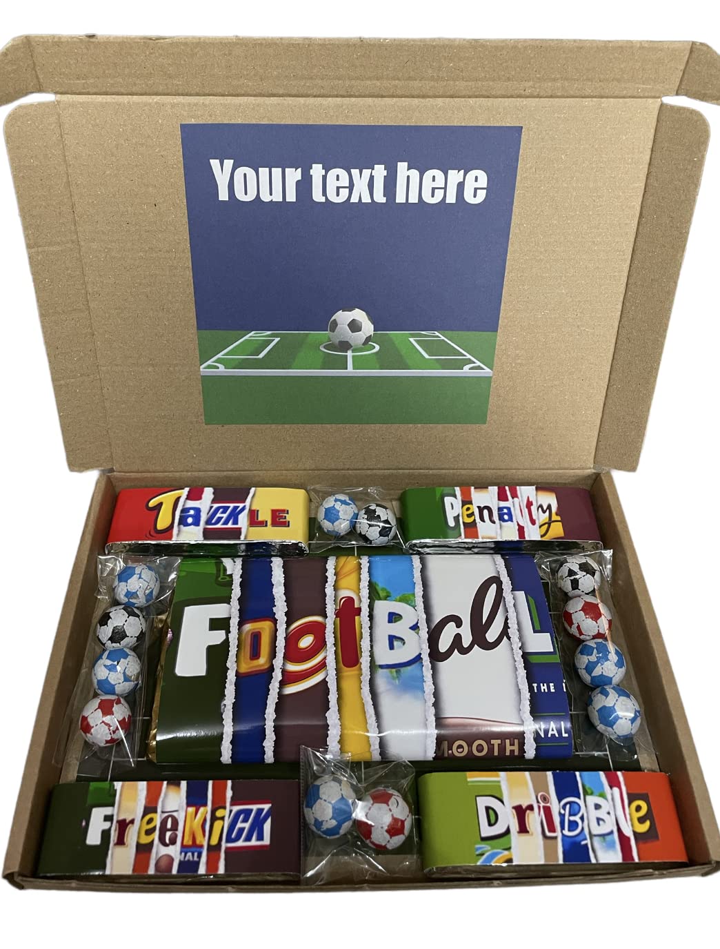 Personalised football chocolate gift box. Perfect for any occasion. Christmas, Personalised, Christmas box, birthday gift, birthday chocolate, thank you, well done, good luck, Father's Day etc