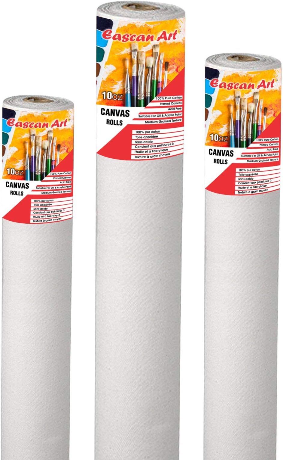 Painting Drawing and Sketch Accessories Cotton Primed Painting Canvas Roll 10 oz (19" X 5Mtrs_White)