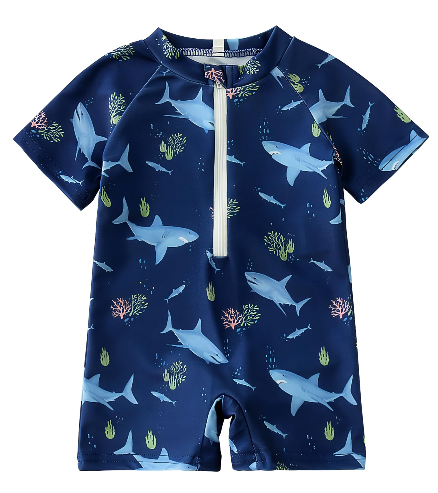 FEOYA Traje De Baño Bebé Y Niño Una Pieza Piscina Bañador Bebé Y Niño Manga Corta Playa con Cremallera Surf Protección contra Rayos UV 0-3 Años