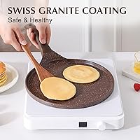 Vista 2 de SENSARTE Nonstick Crepe Pan, Swiss Granite Coating Dosa Pan Pancake Flat Skillet Tawa Griddle 10-Inch with Stay-Cool Handle, Induction Compatible