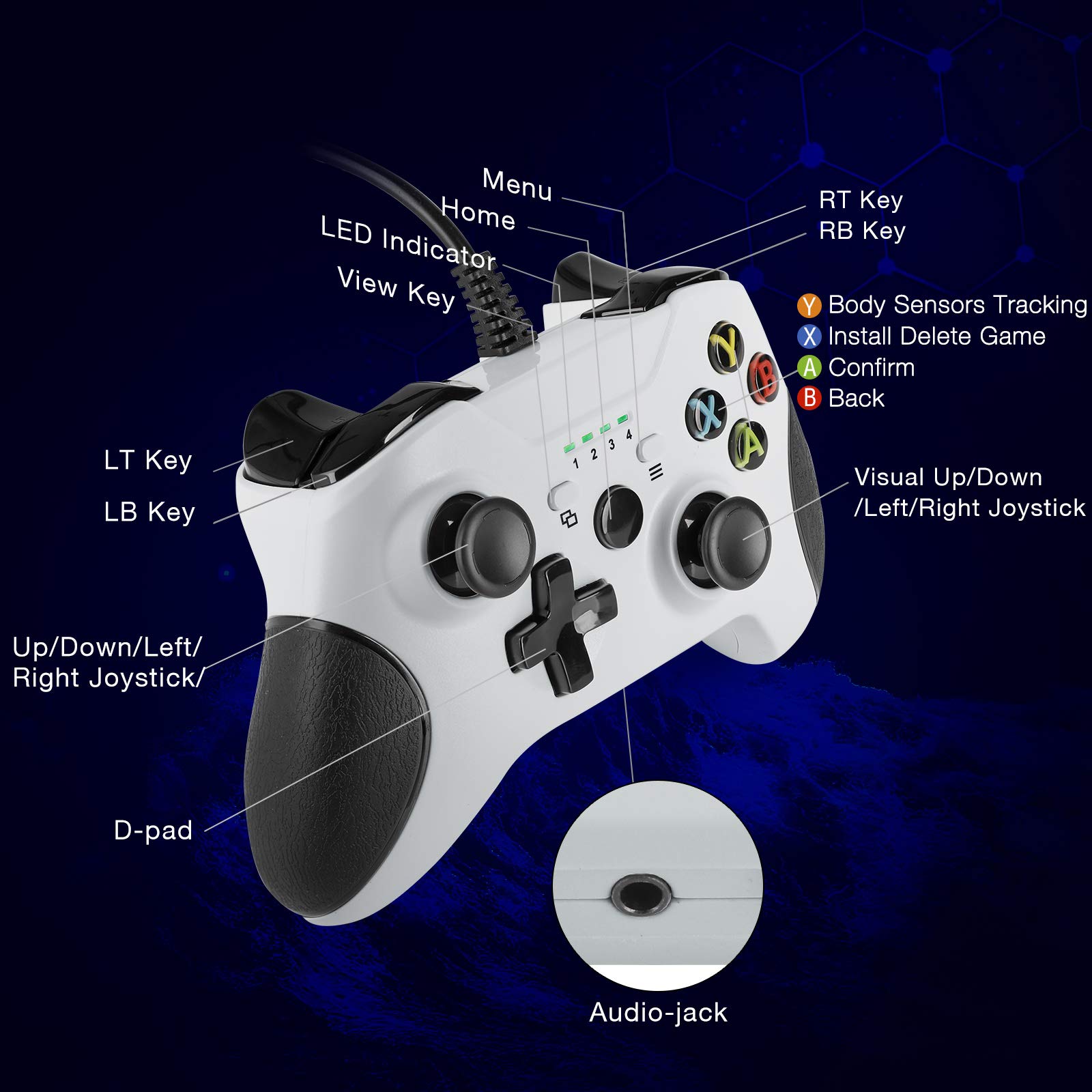 Controller cablato per Xbox One, controller di gioco cablato con controllo modalità, doppia vibrazione e design innovativo per Xbox One/X/S/PC con Windows 7/8/10