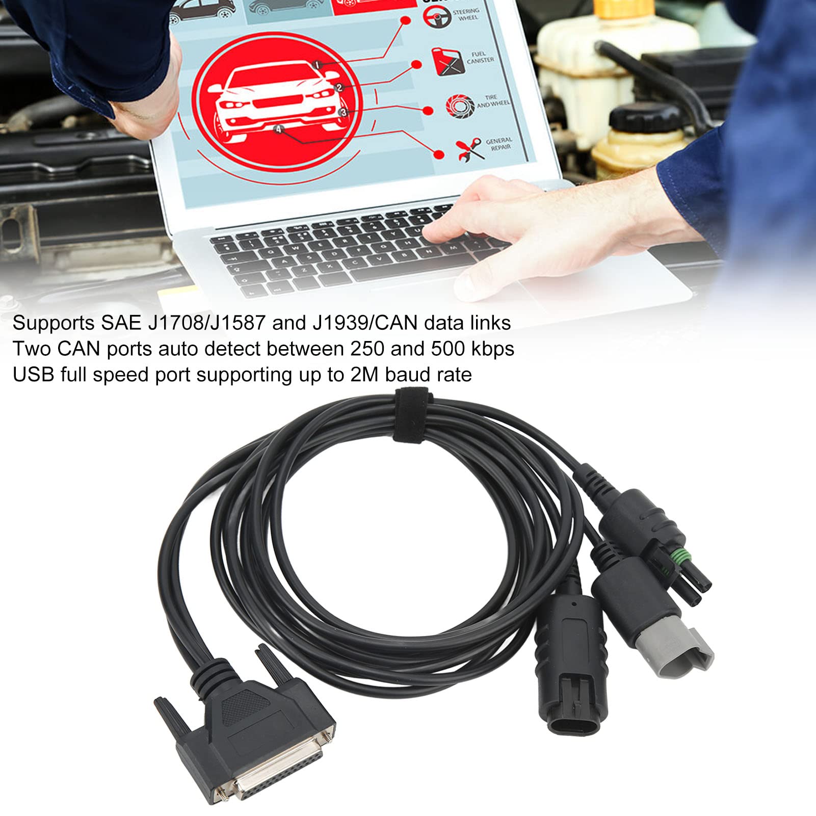 Kit Adattatore Collegamento Dati Inline 6, Porta USB per Scanner per Camion per Impieghi Gravosi Porta Seriale PC RS 232 SAE J1708 J1587 per Veicolo (con scatola portaoggetti)
