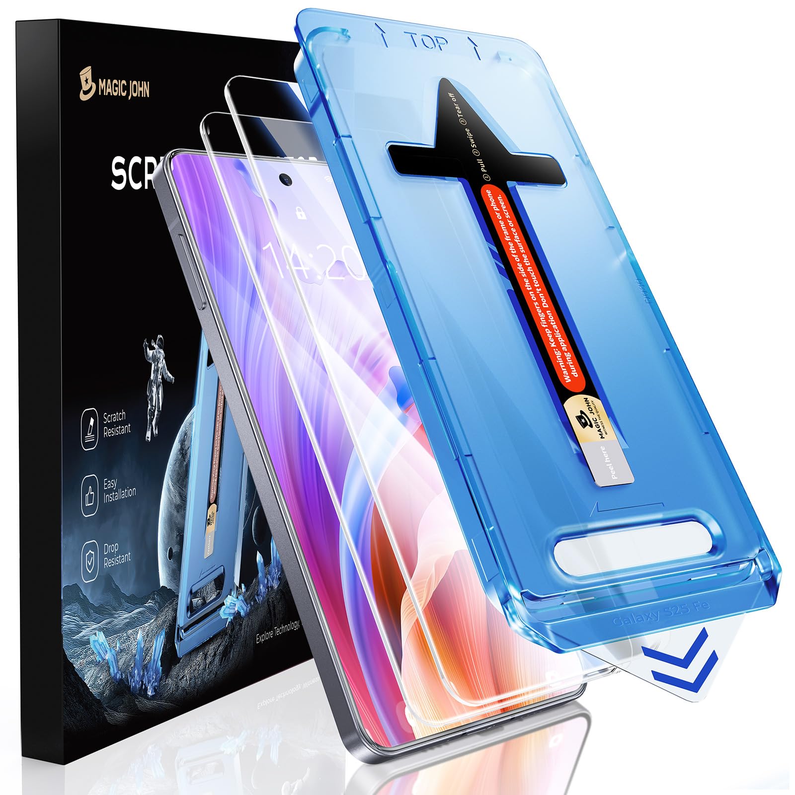 Photo 1 of MAGIC JOHN 2 Pack for Samsung Galaxy S25 fe 6.7 inch Tempered Glass Screen Protector, Auto Dust-Elimination, Bubble Free, HD Clear, Easy Installation