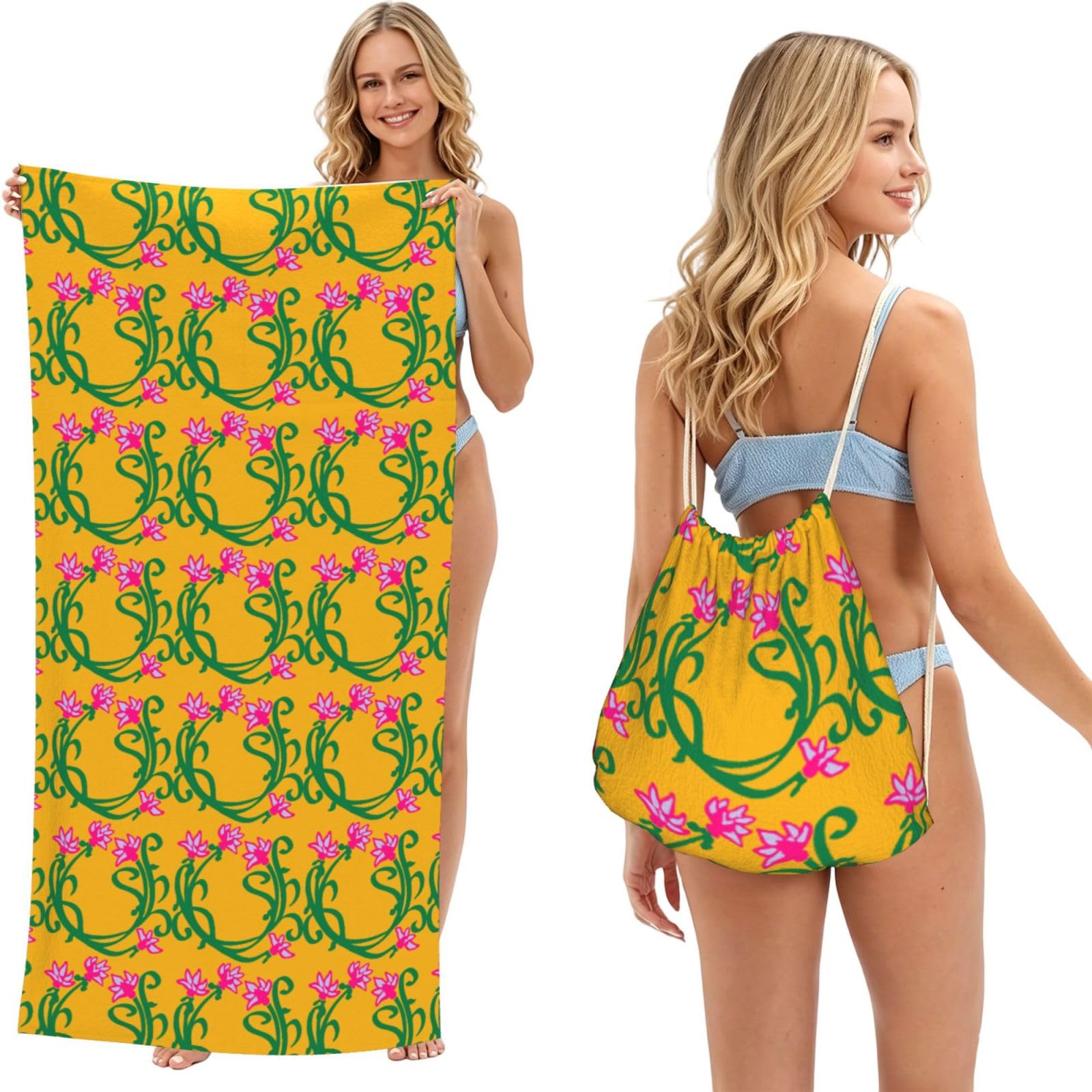 EZDLOWVBA Lotus Flower Namaste Print Beach Towel Backpack 2 In 1 Summer Large Lightweight Beach Towel - Multifunctional Ship Pattern Towel Bag For Storage,Sport