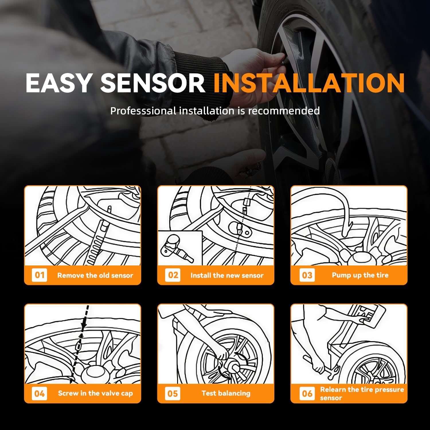 DEAL AUTO ELECTRIC PARTS TPMS TPMS Sensor, 4pcs 315MHz Tire Pressure Monitoring Sensor, Compatible with Honda Civic CR-Z Element Fit Insight Odyssey Acura CSX, Raplace 42753SNAA810M1 42753TR3A810M1