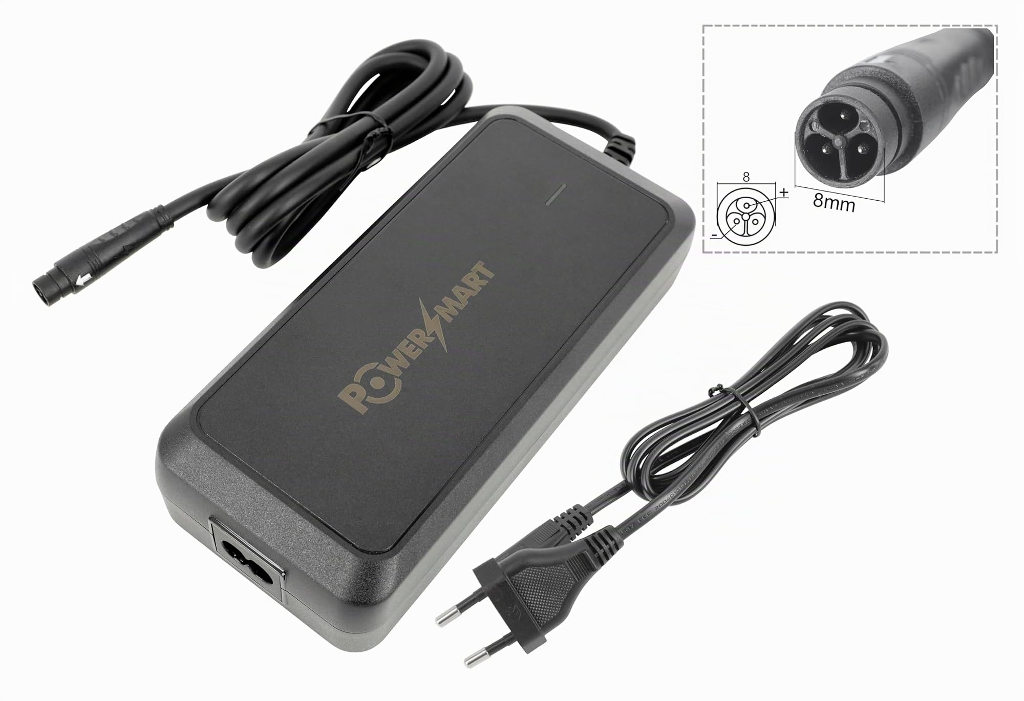 PowerSmart Caricabatterie 54,6 V 3 A a 3 poli per biciclette elettriche con batteria al litio da 48 V, sostituisce Mate X 750 W 48 V (MAX 3 poli) 14,5-17,5 Ah