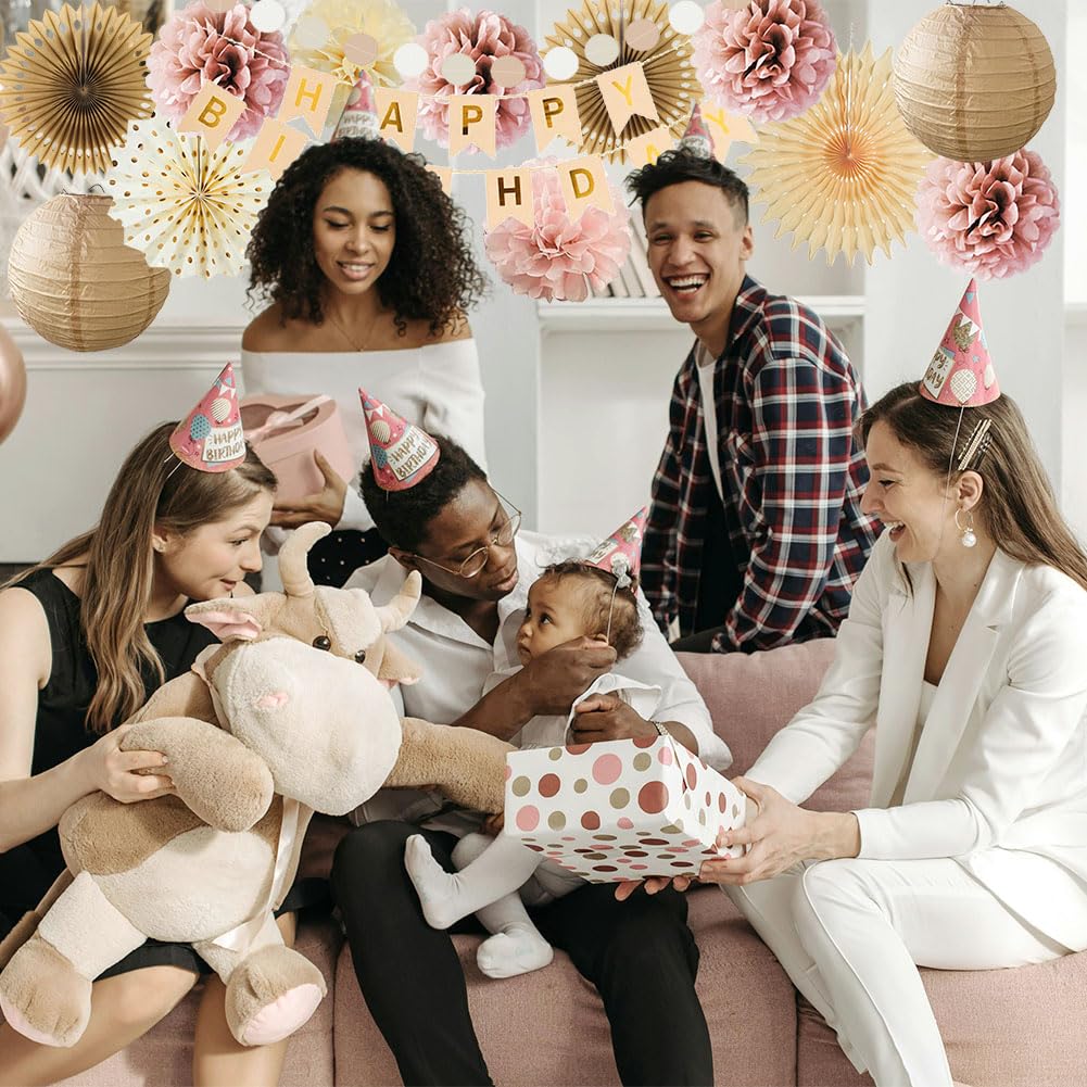 Geburtstagsdeko Beige Rosa Mädchen Deko Geburtstag Rosa Beige Boho Geburtstagsdeko Champagner Braun Pom Poms Dusty Rose Party Geburtstag Deko Altrosa Creme für Frauen