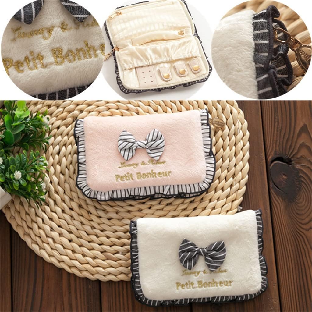 Girl Heart Plush Jewelry Bag Travel Portable Mini Folding Jewelry Bag Sweet Jewelry Storage (Color : D, Size : About 13 * 9 cm) (E About 13 * 9 cm)