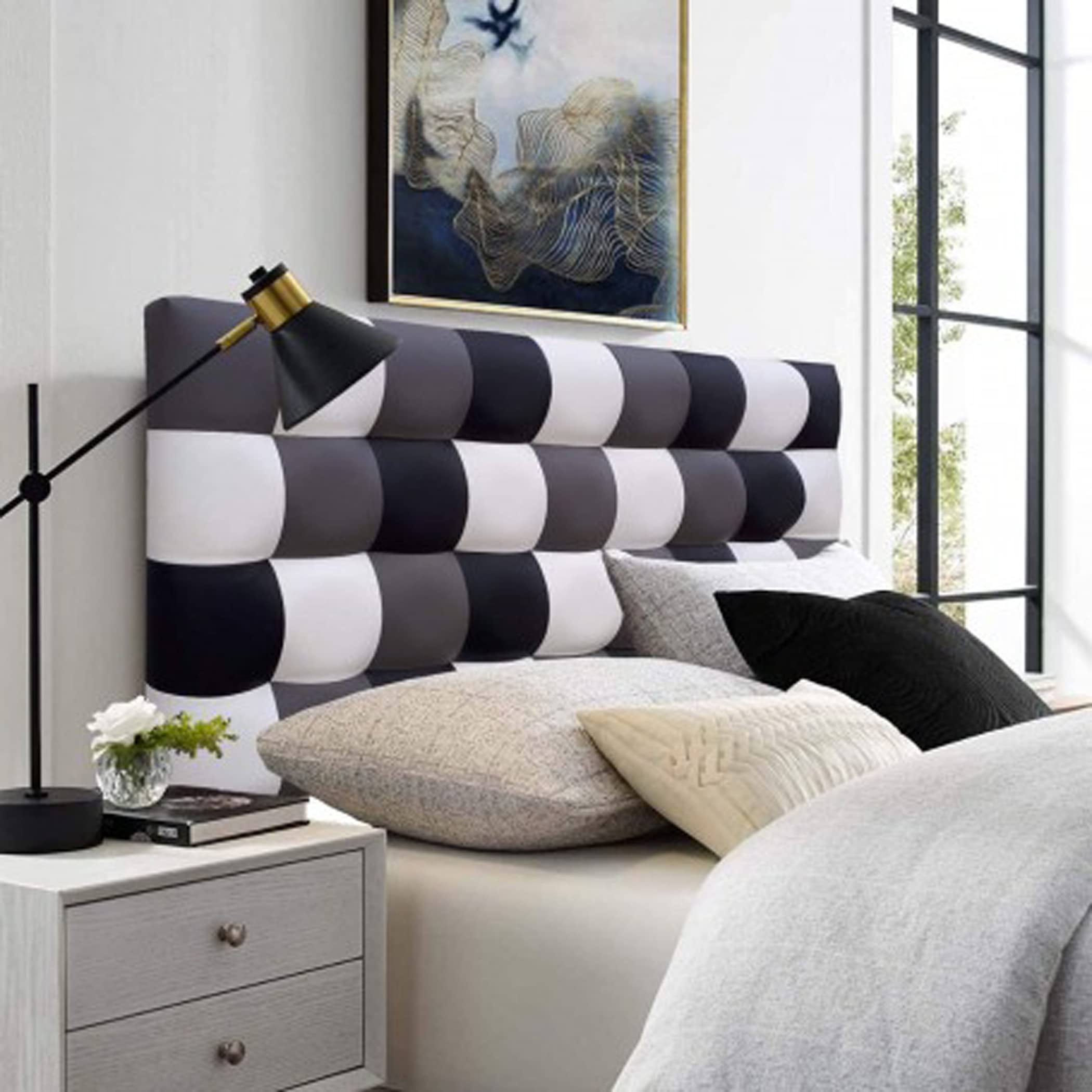 ONEK-DECCO Cabecero de Cama Polipiel de Dormitorio Mod. Kansas Patchwork 1, Acolchado de Espuma Varias Medidas, Cama de niño, Juvenil y Matrimonio (150x70)