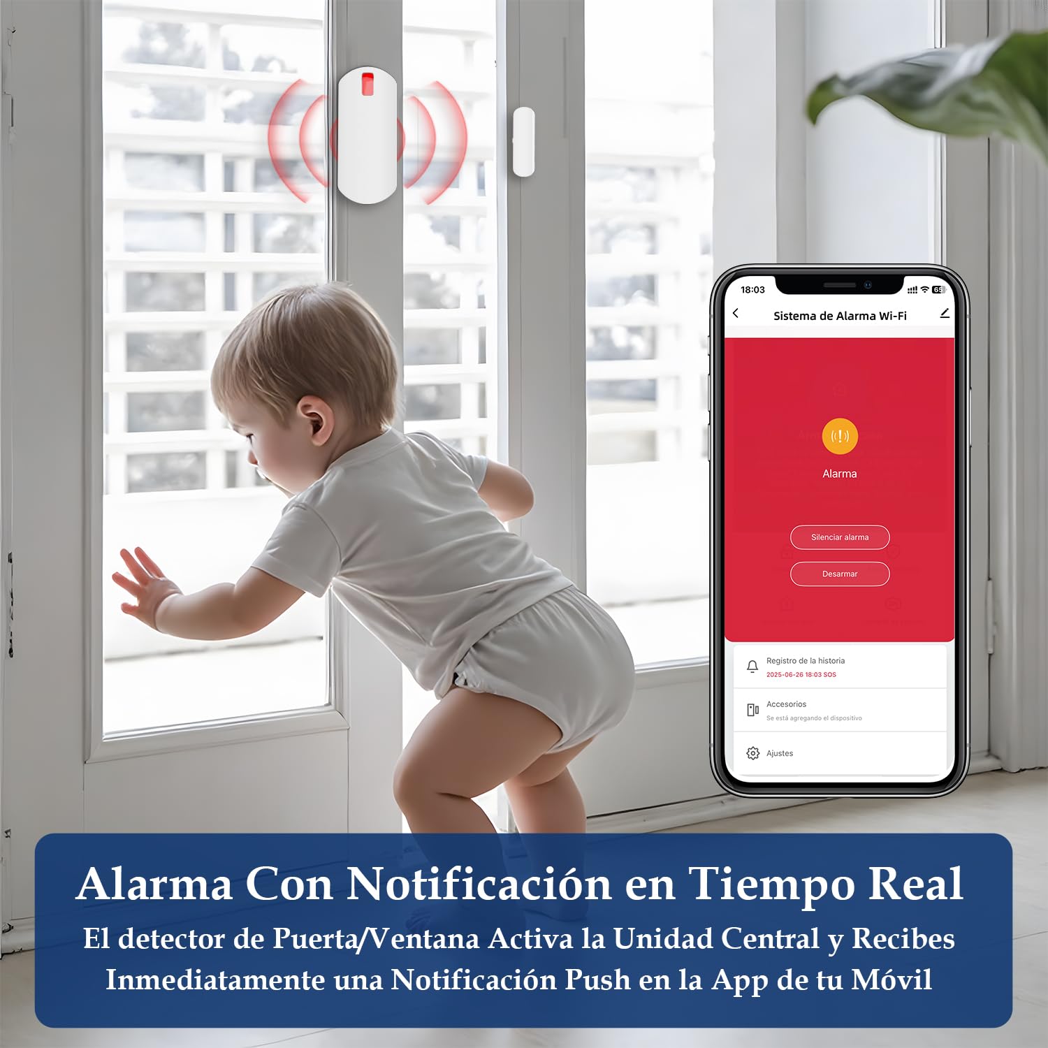 YISEELE Alarma para casa: Kit Alarma casa 5 GHz WiFi - con Reloj y App Gratis - Completo 1 Sirena 125dB - 6 Sensores Puerta/Ventana - 2 Mandos - 1 Central - Compatible con Alexa y Google Home